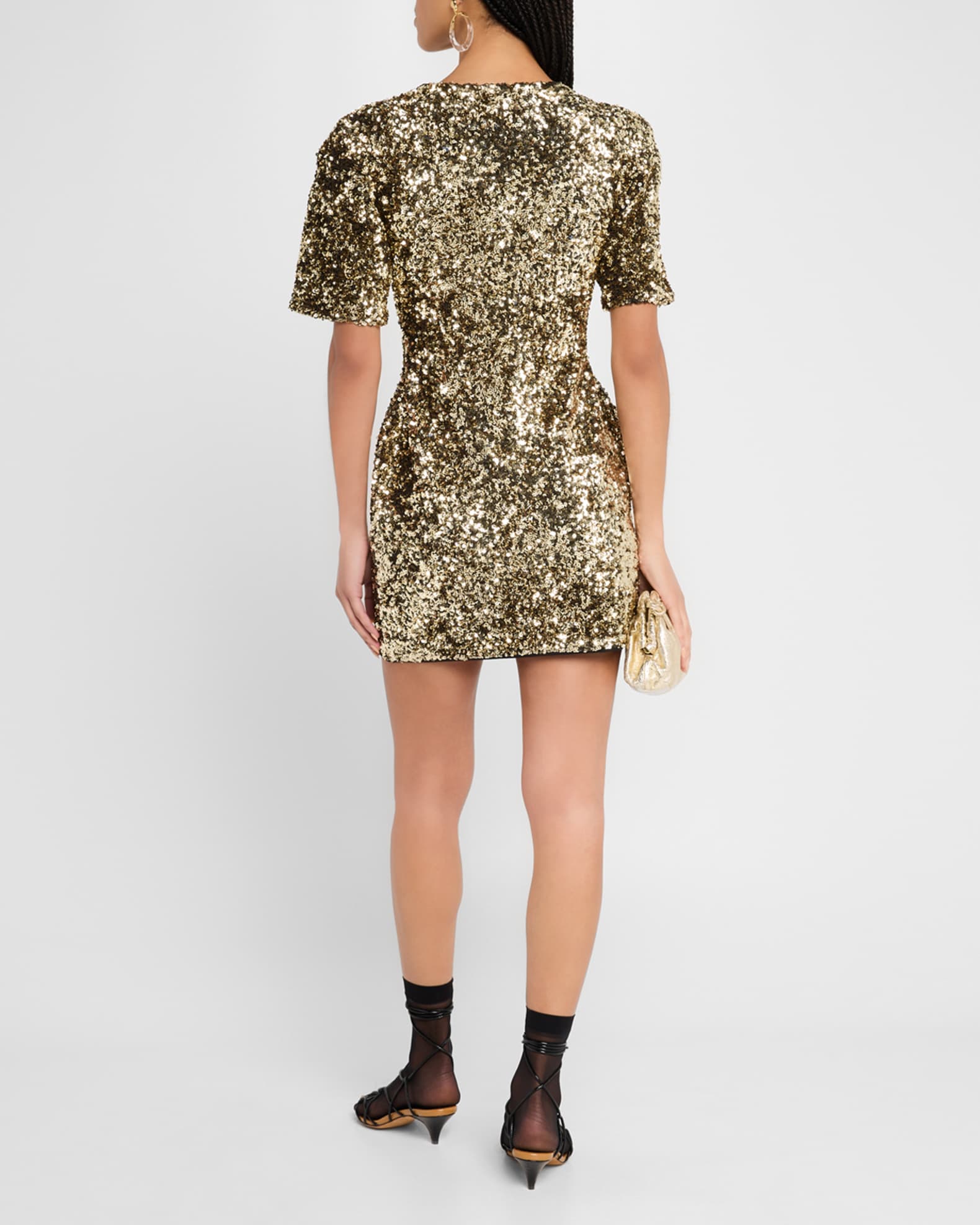 Marc Jacobs V-Neck Sequin Knit Mini Dress | Neiman Marcus