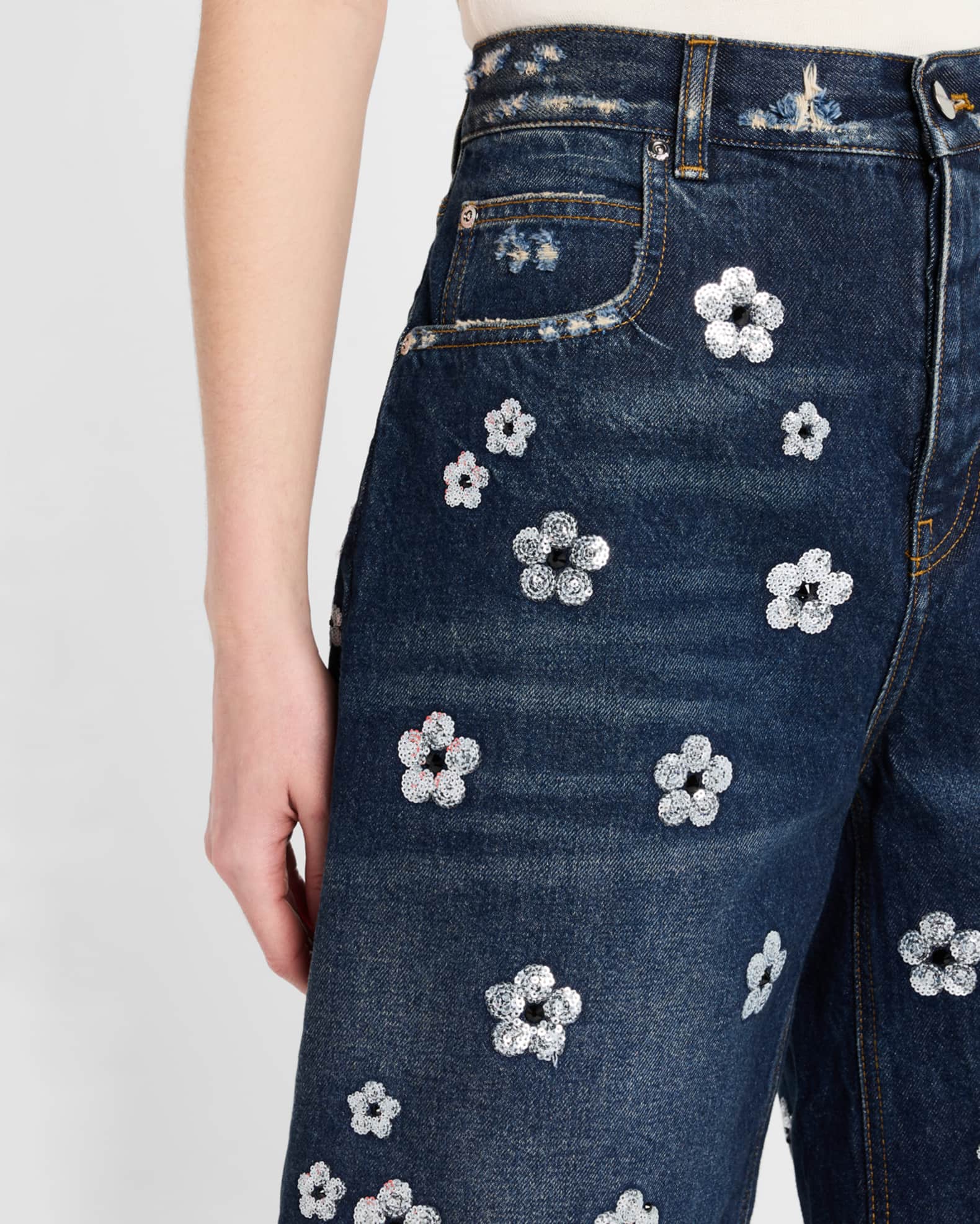 デニム・ジーパン MARC JACOBS 'Sequin Daisy Wide Leg' bermuda shorts Marc Jacobs Sequin Daisy Wide Leg Shorts | Shopbop