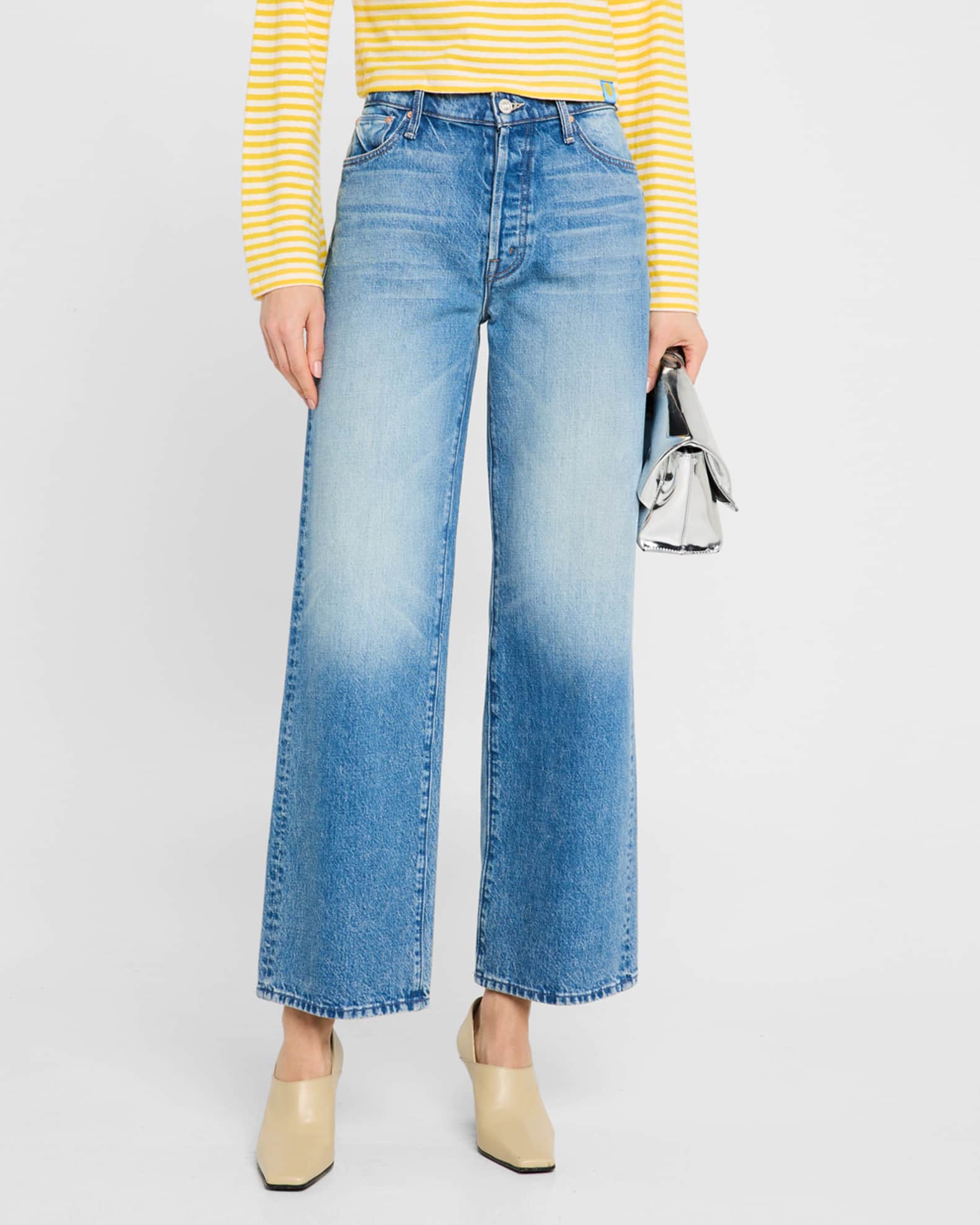 MOTHER Lil' Dodger Button Sneak Jeans | Neiman Marcus