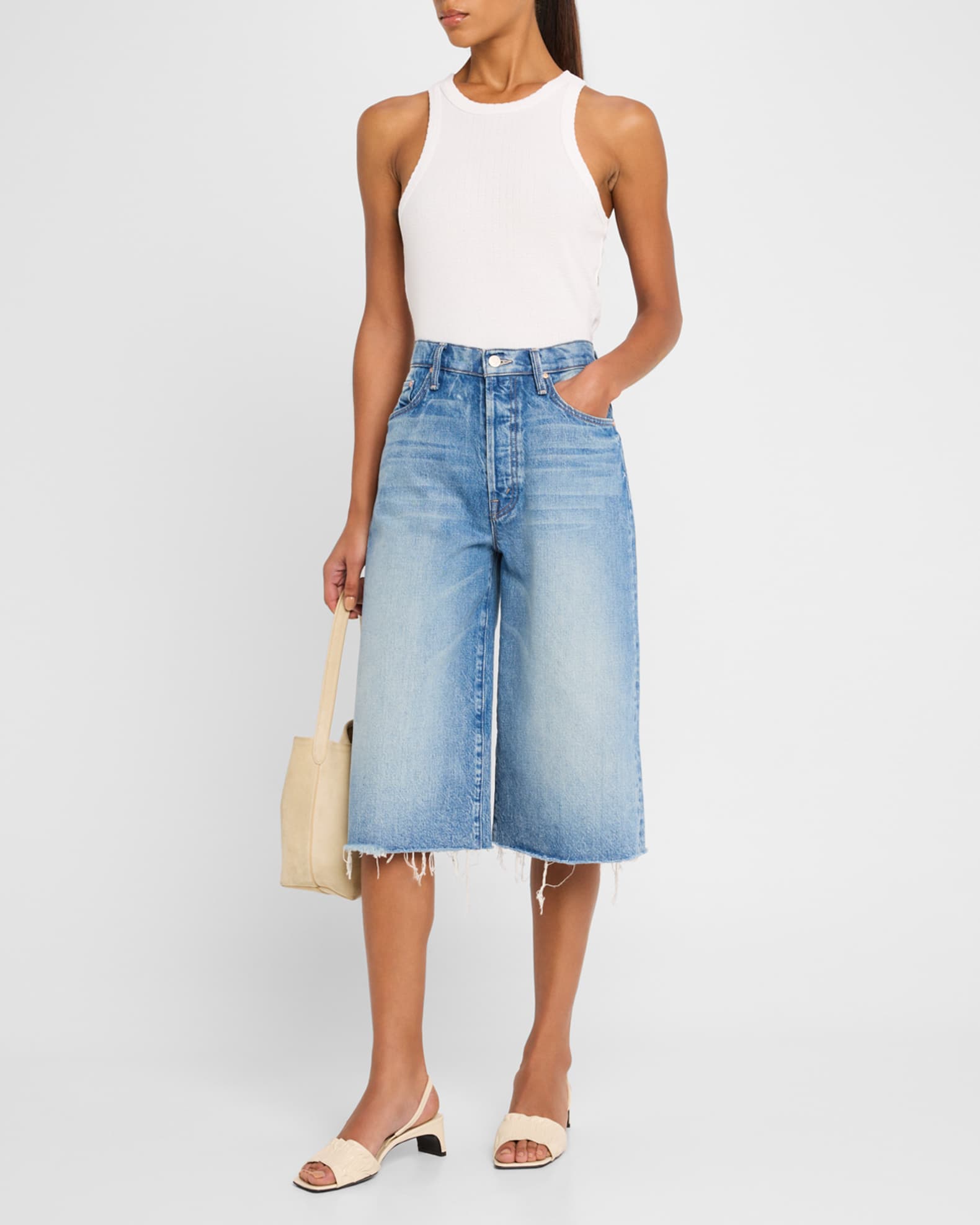 The Whole Lot Fray Denim Culottes  1