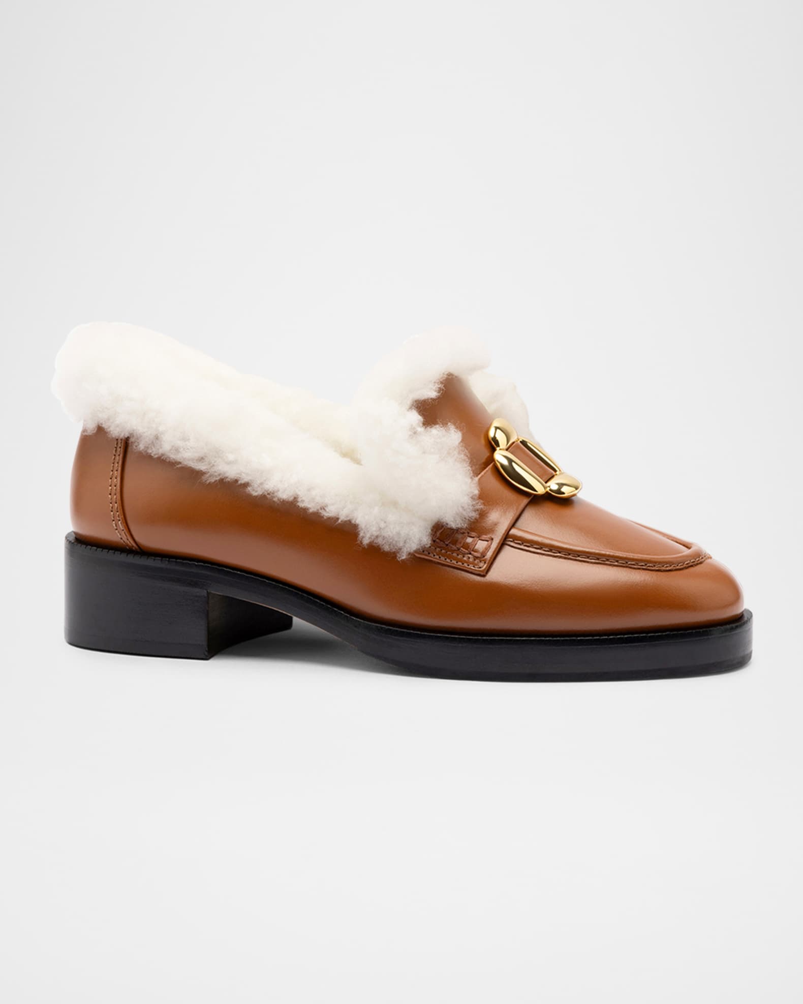 Bobbie Leather & Shearling Penny Loafers 1