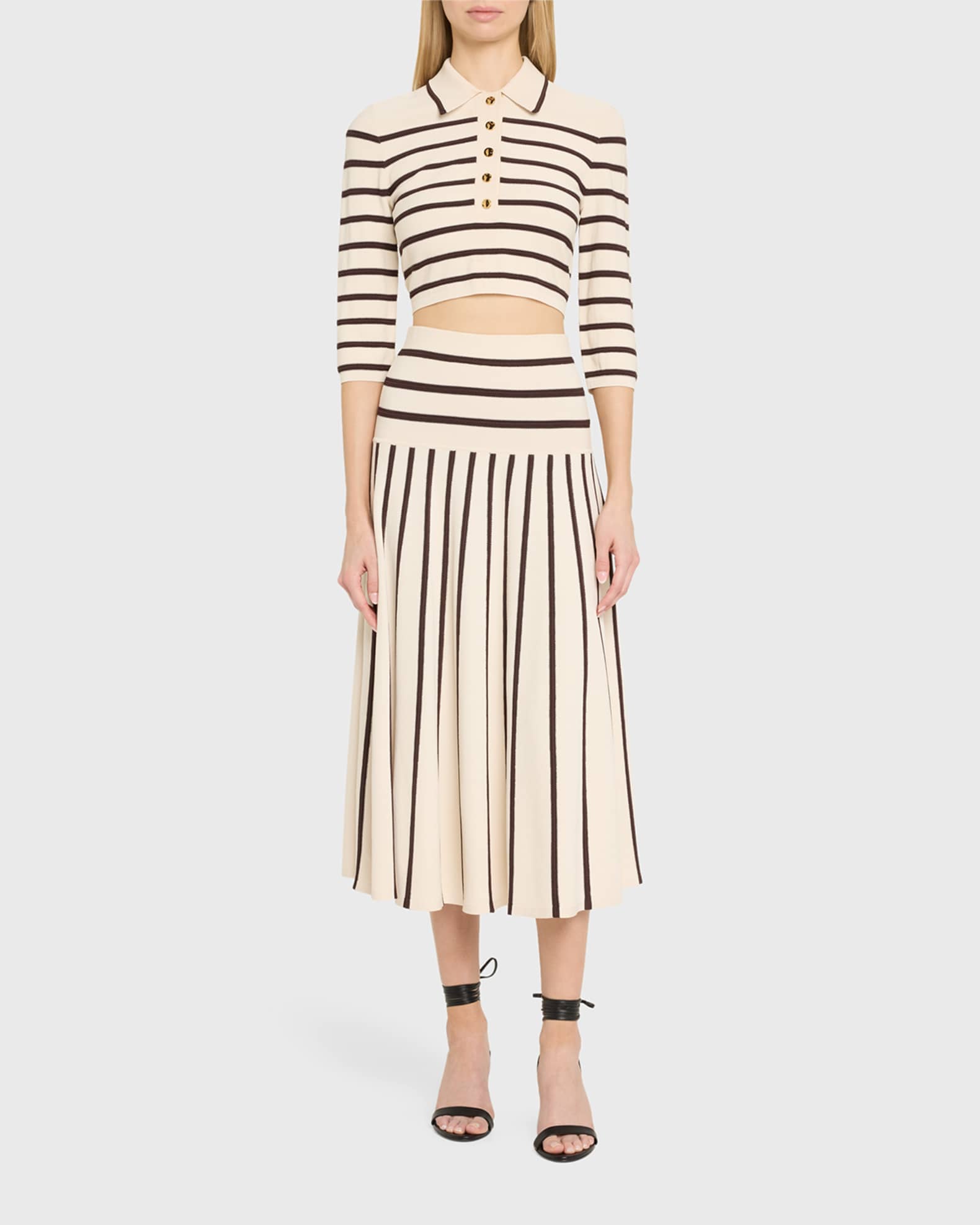 ワンピース ZIMMERMANN Women Mid Skirts 92943 8066DR25R 91610 Beige Zimmermann Illuminate Stripe Midi Skirt | Neiman Marcus