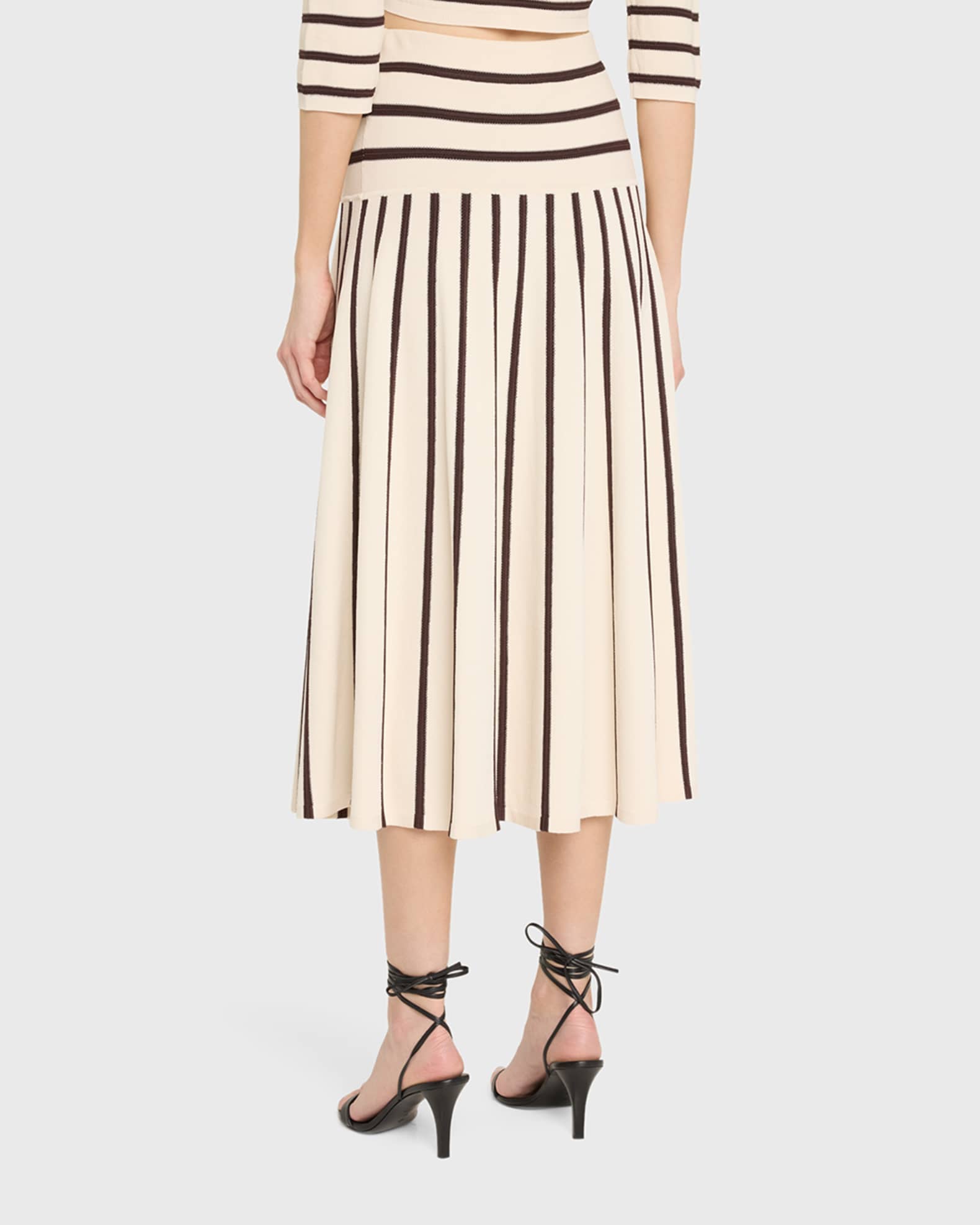 【Zimmermann】Pleated striped midi skirt Zimmermann - Crush Black & Cream Stripe Midi Skirt