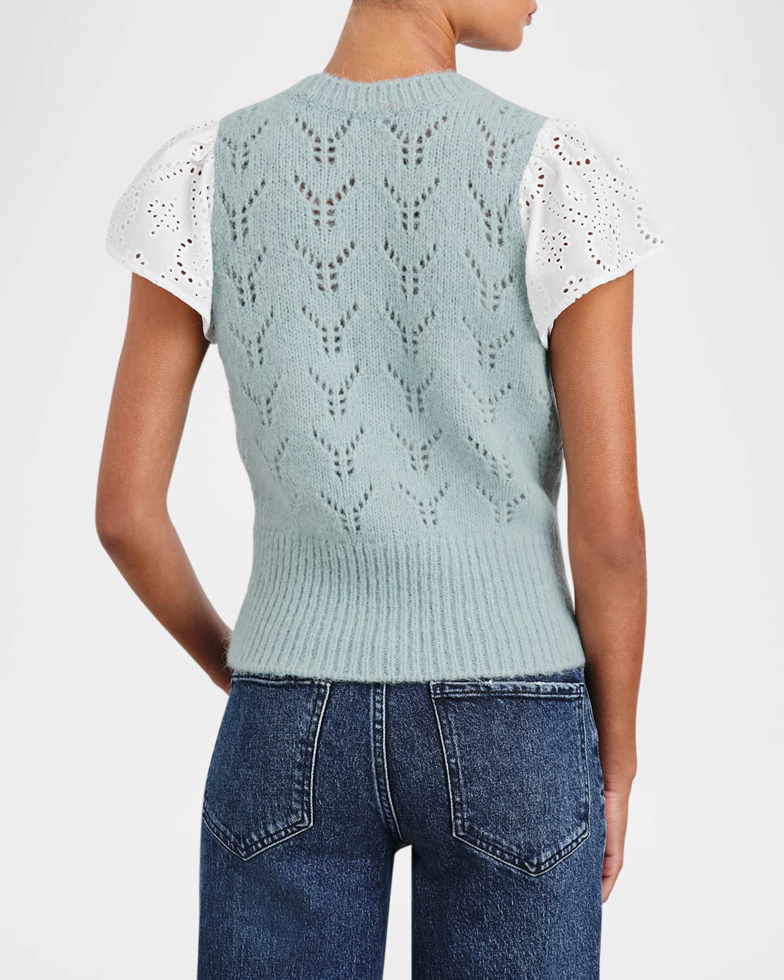 Everly Pointelle Knit Flutter-Sleeve Top