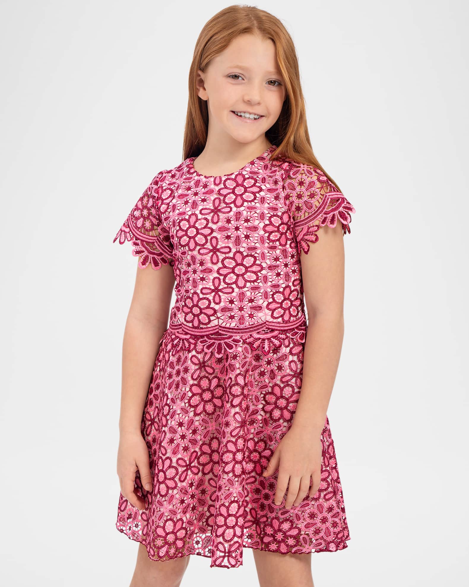 Girl's Natalie Two-Tone Lace Dress, Size 7-16 0