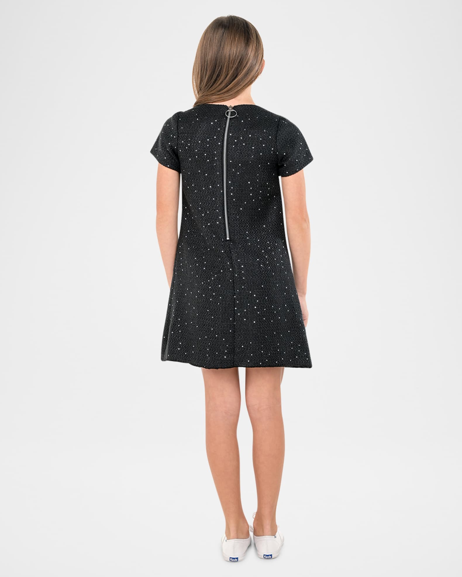 Girl's Emily Floral Sequin Tweed Mini Dress, Size 7-16 1