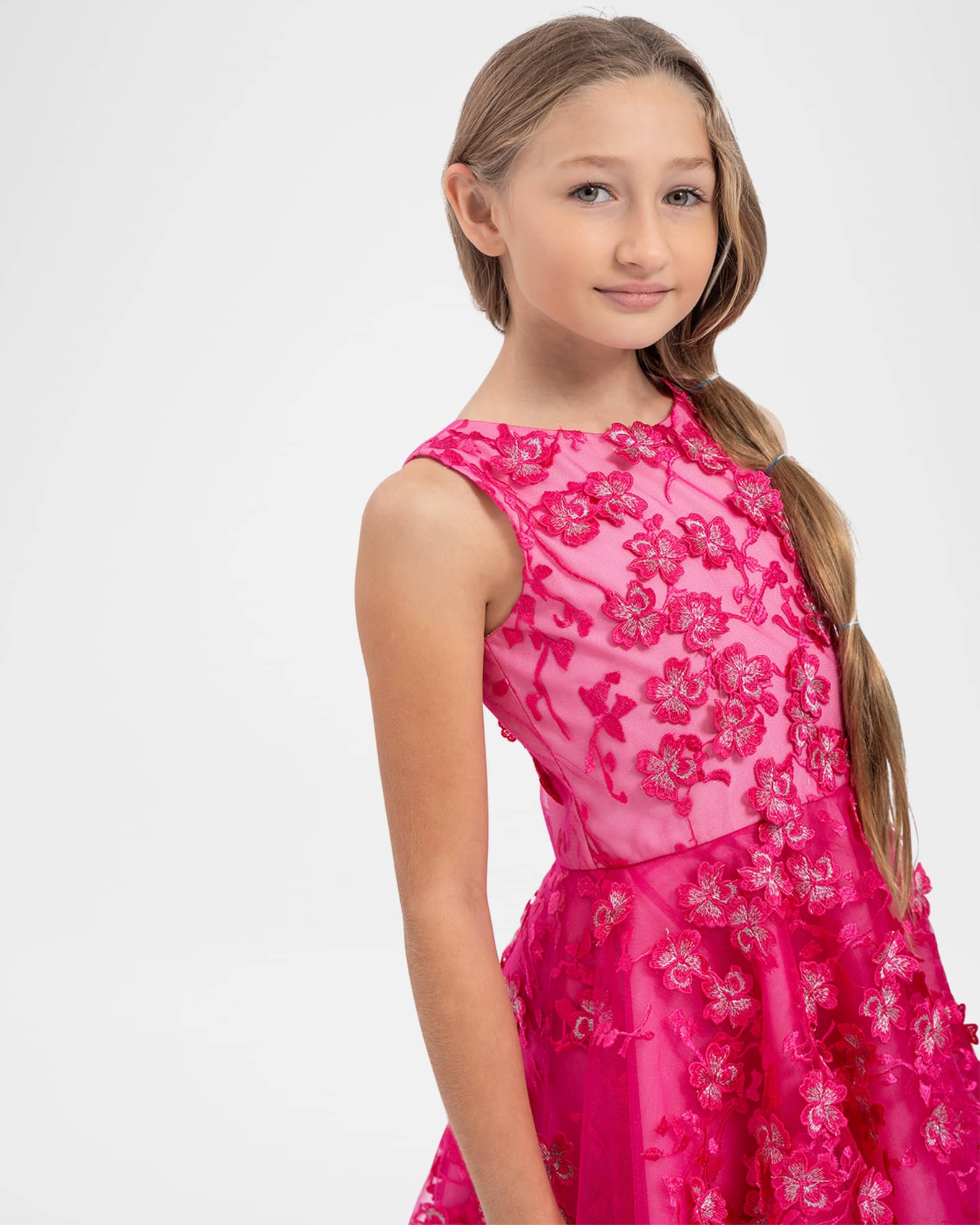 Girl's Alice 3D Floral Tulle Party Dress, Size 7-16 1