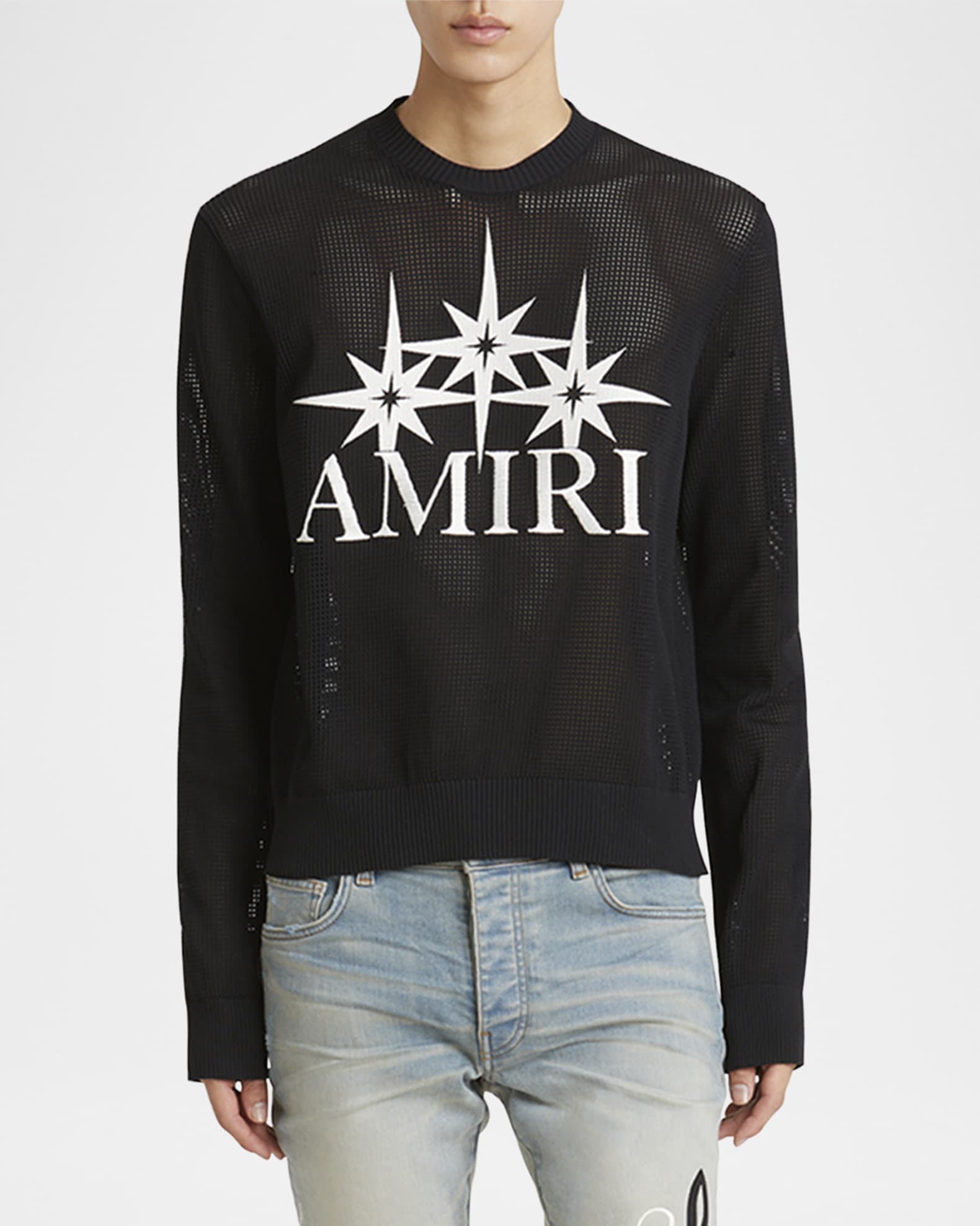 AMIRI Eyelash Logo Crew Sweater ダメージ ニット