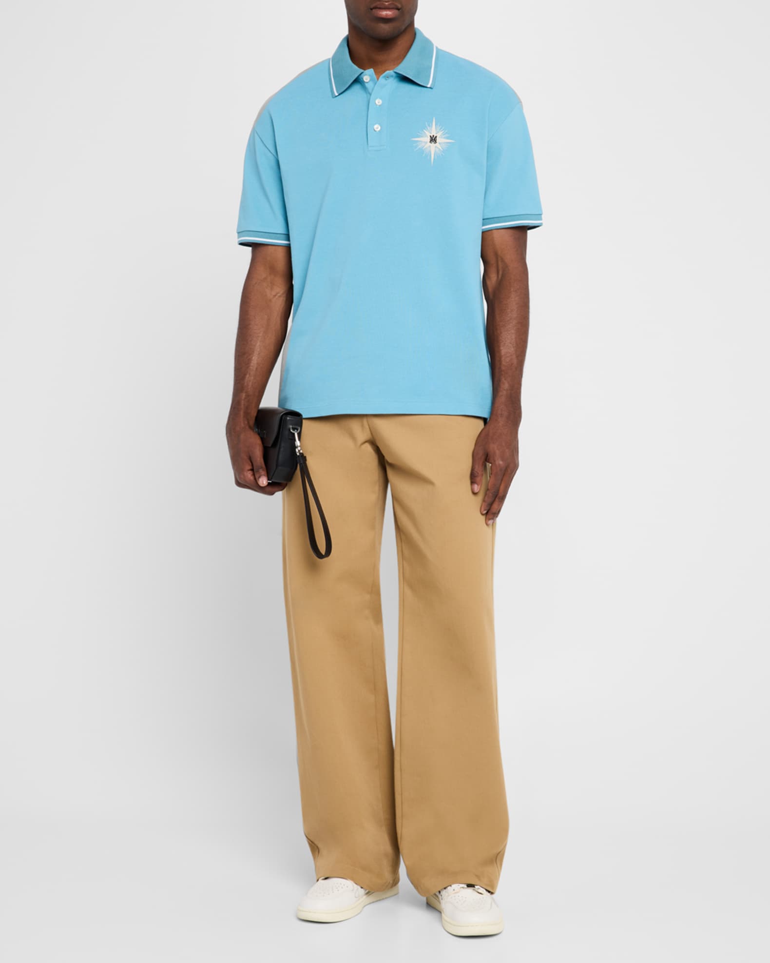 Amiri Men's Starburst Cotton Polo Shirt | Neiman Marcus