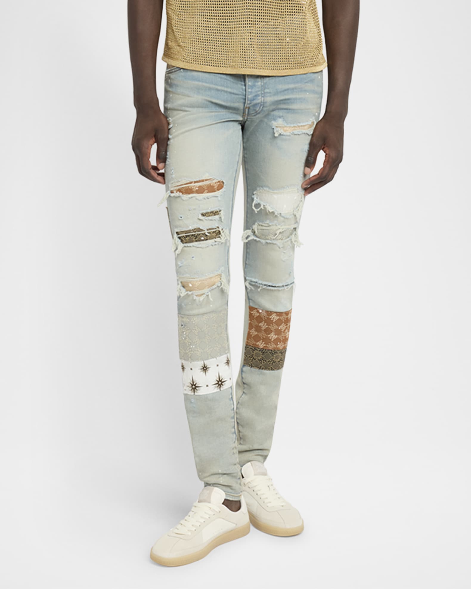 Amiri Men's MA Quad Art Patch Skinny Jeans | Neiman Marcus