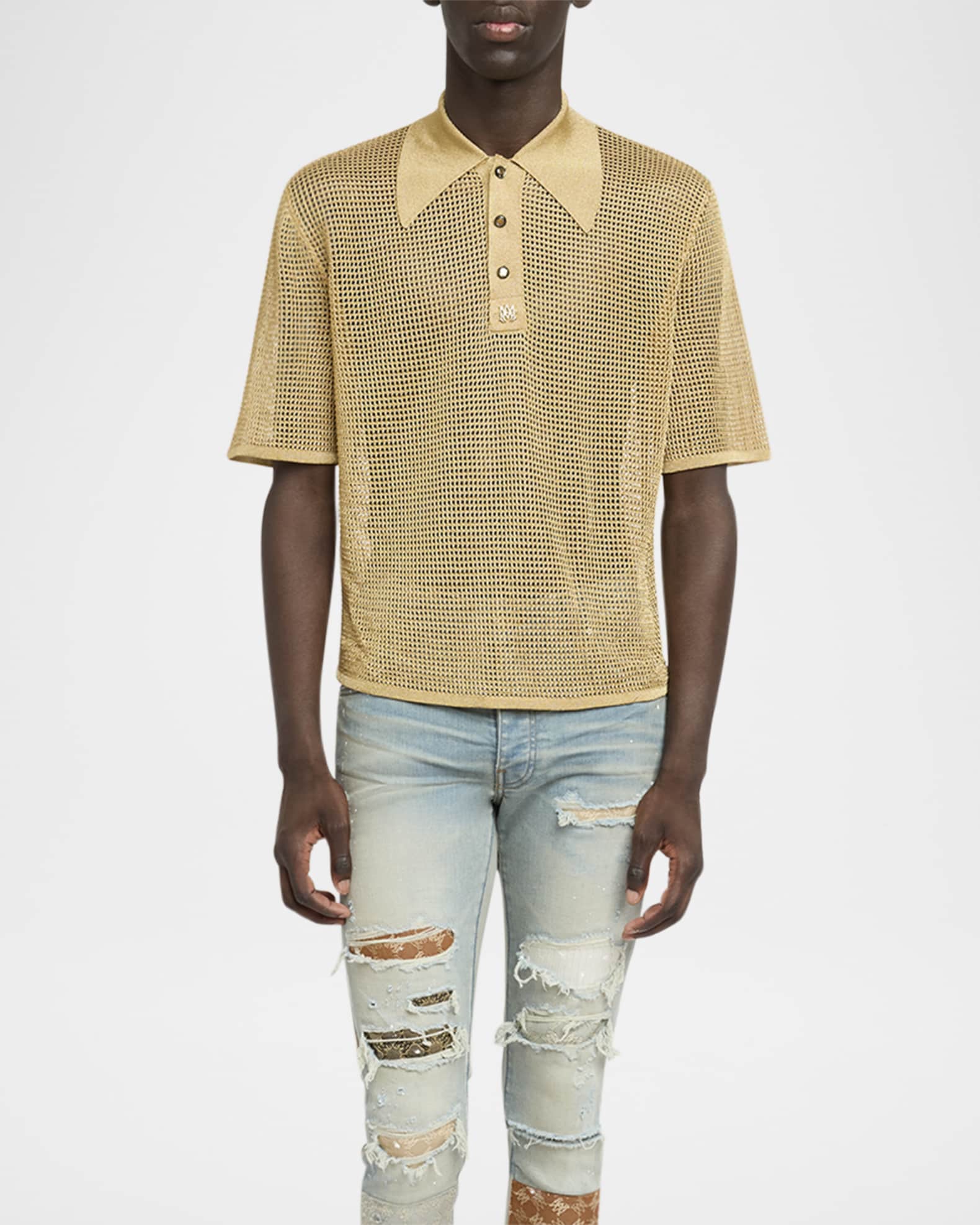 Men's Lurex Mesh Polo Shirt 1