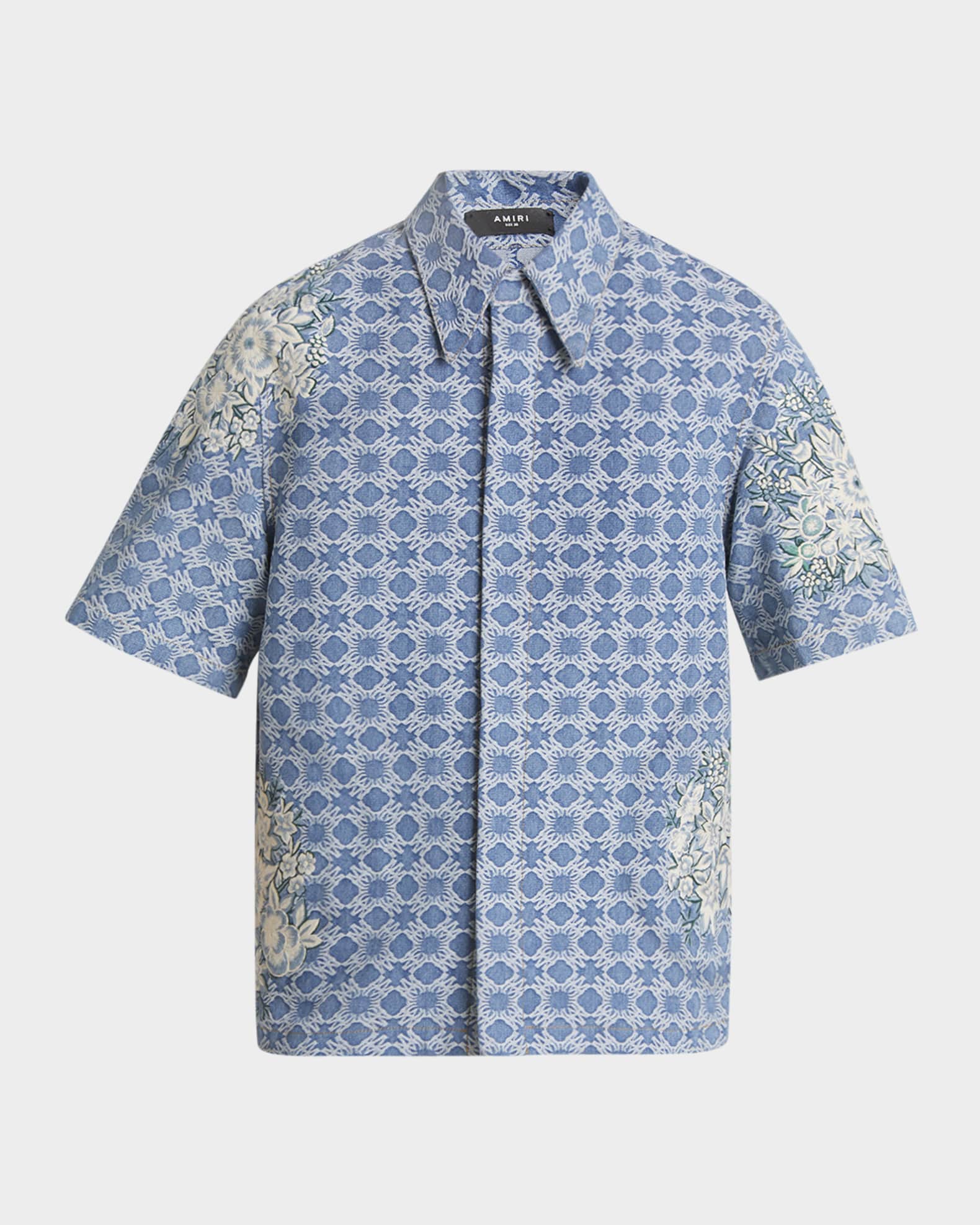 Amiri Men's Floral Embroidered Sport Shirt | Neiman Marcus