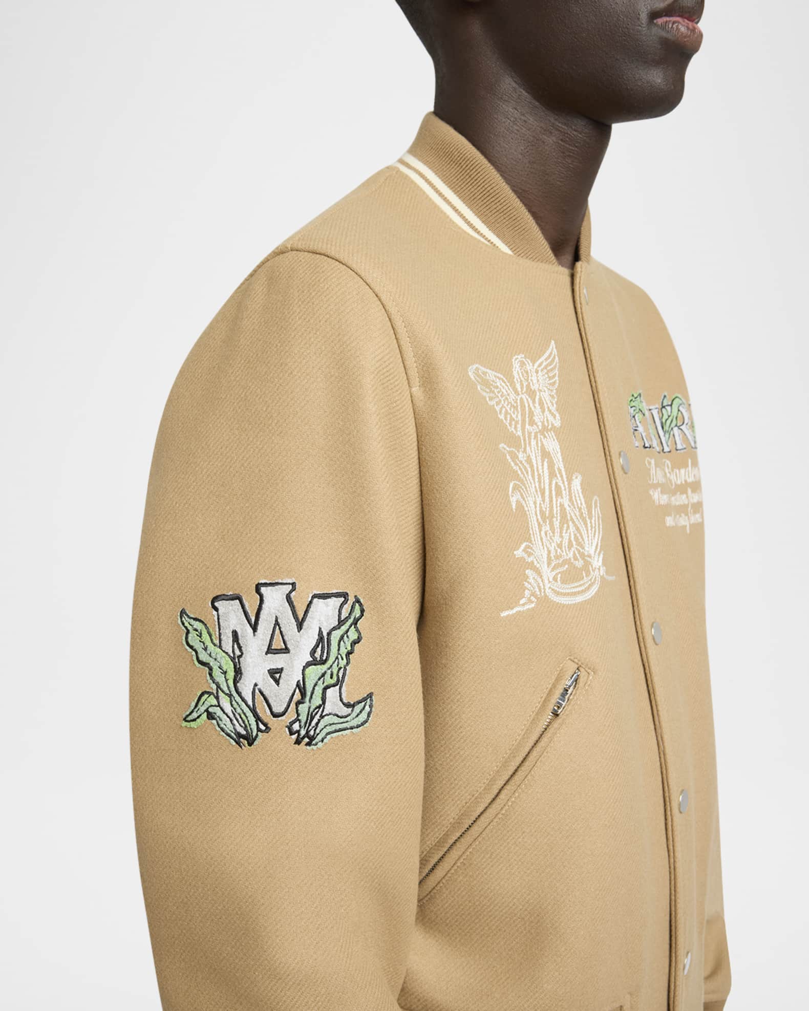 Shop Amiri Wool-Blend Patch Varsity Bomber Jacket | Saks