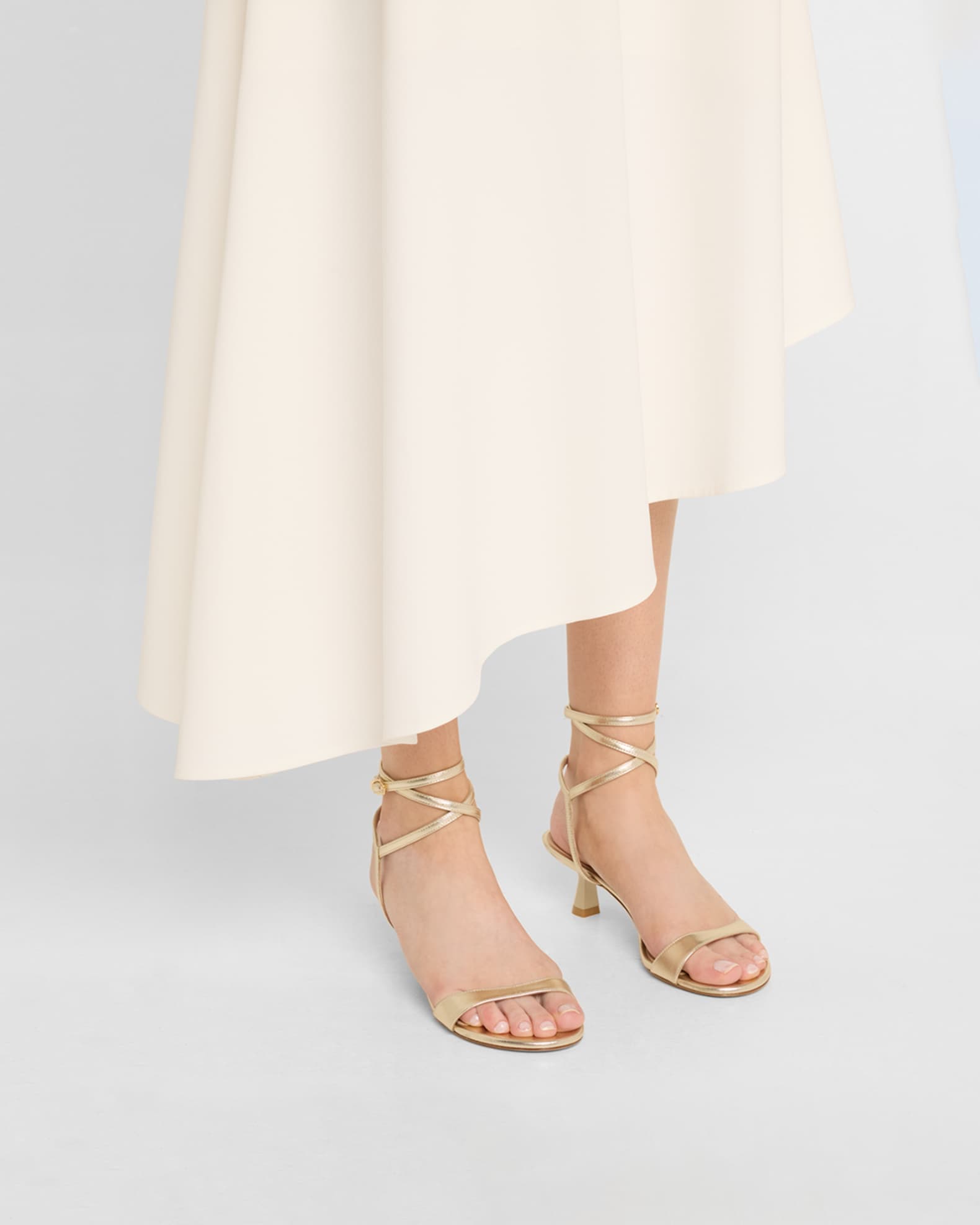 Nudist Metallic Ankle-Wrap Sandals 1