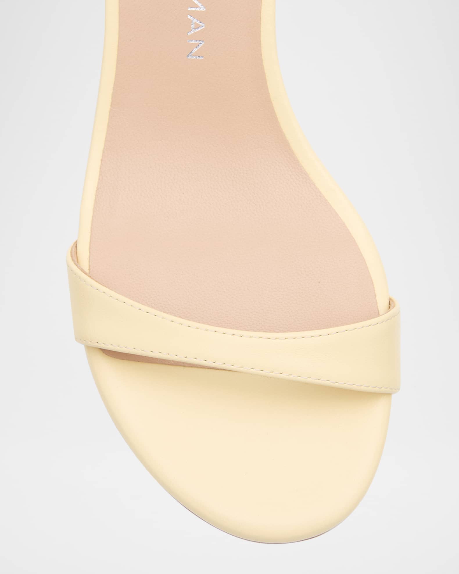 Stuart Weitzman Nudist Leather Ankle-Wrap Sandals | Neiman