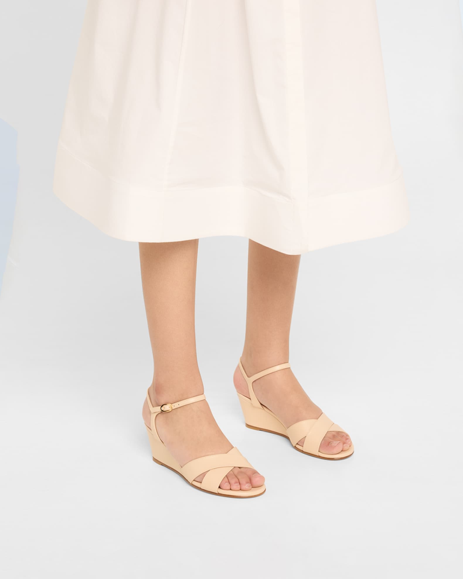 Dayna Leather Crisscross Wedge Sandals 1
