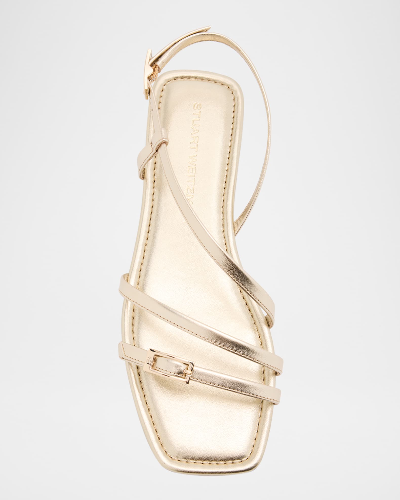 Stuart Weitzman Georgie Metallic Strappy Flat Sandals