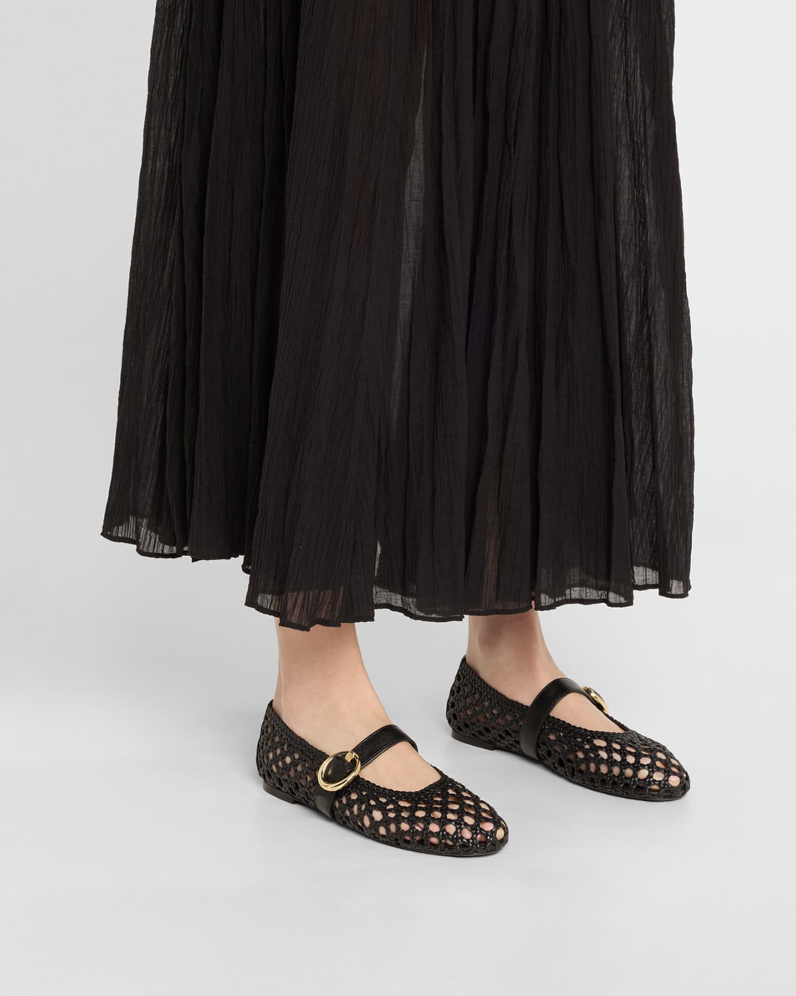Thea Woven Leather Mary Jane Ballerina Flats 1