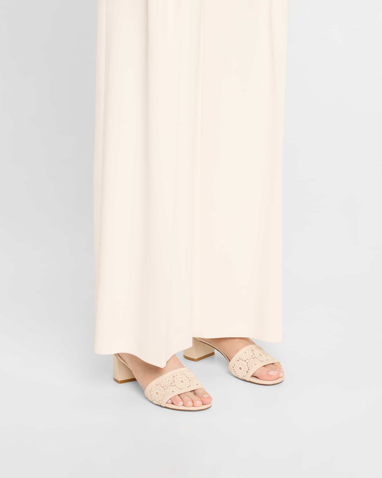 Fia Cotton Block-Heel Slide Sandals - Thumbnail 2