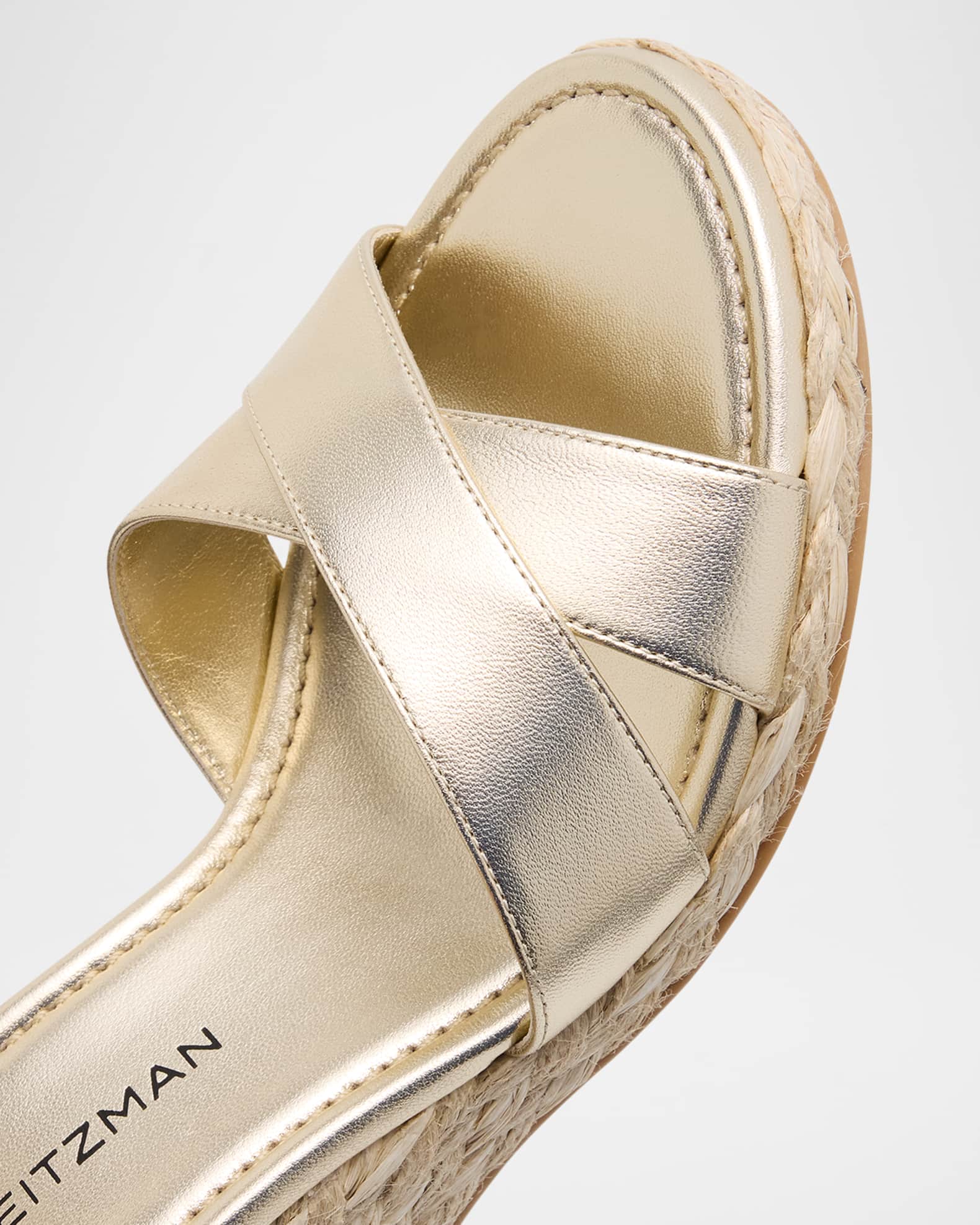 Stuart Weitzman Dayna Metallic Crisscross Espadrille Sandals