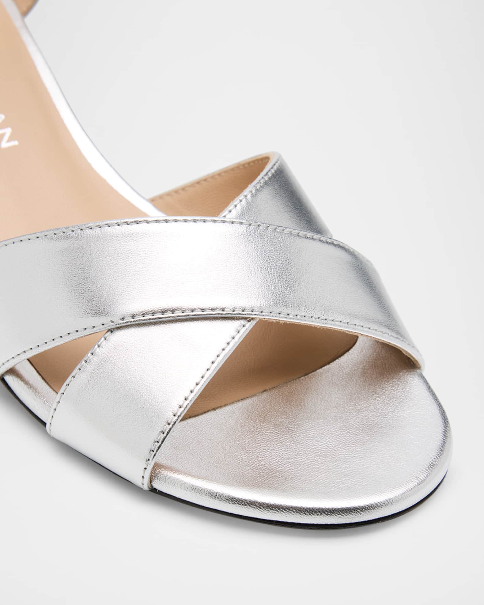 Stuart Weitzman Dayna Metallic Leather Crisscross Sandals