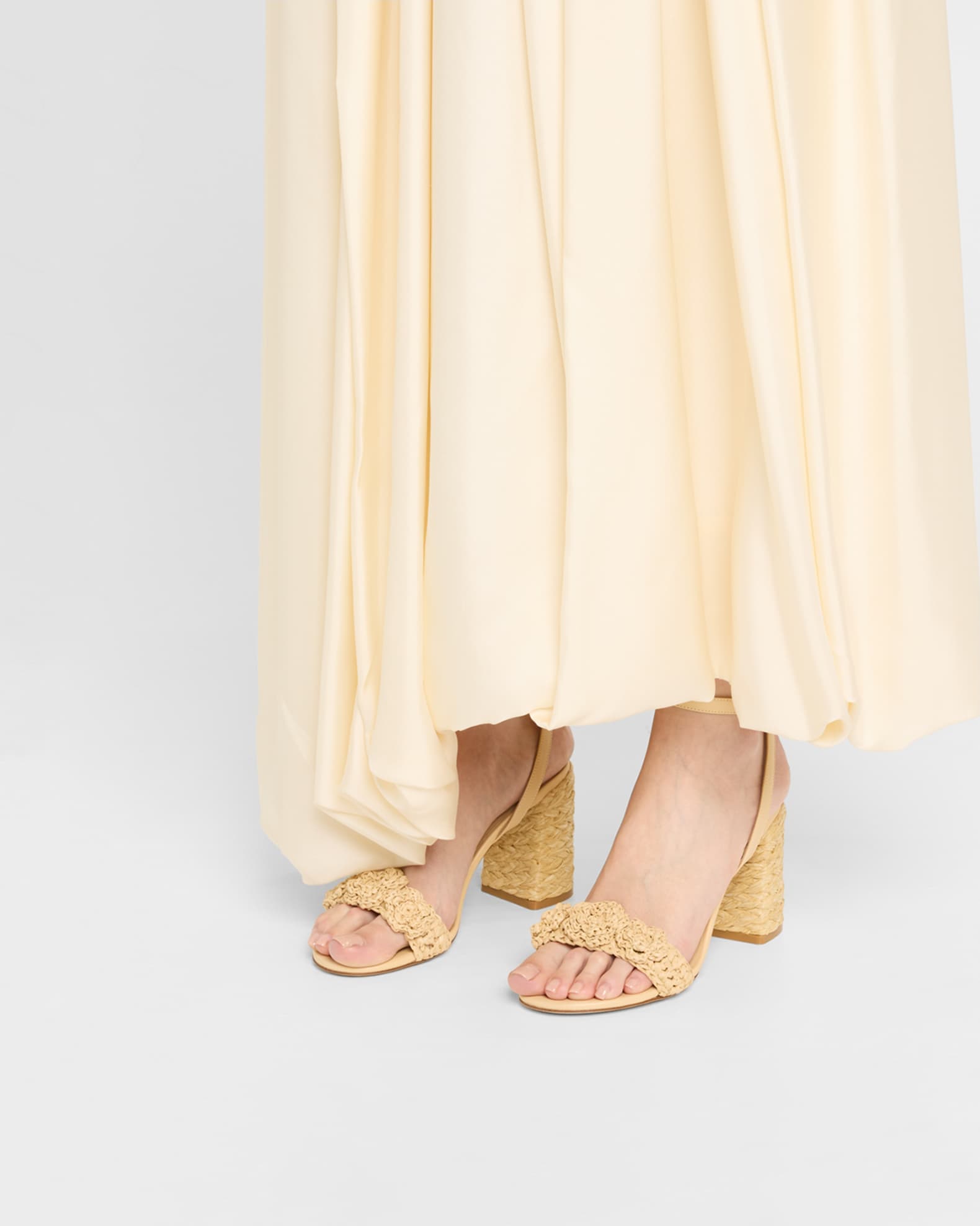 Magnolia Floral Raffia Ankle-Strap Sandals 1