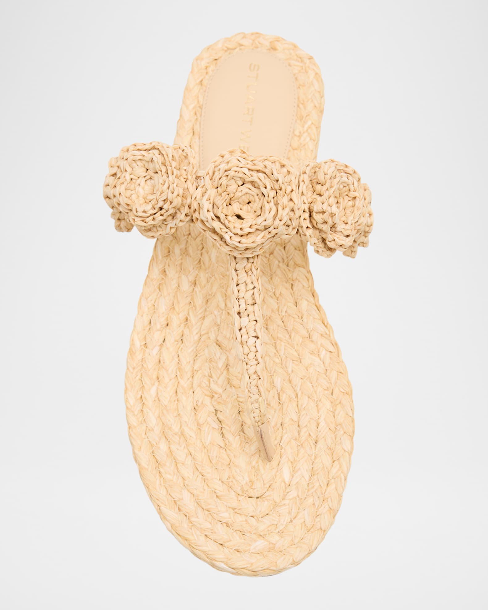 Stuart Weitzman Magnolia Raffia T-Strap Sandals | Neiman Marcus