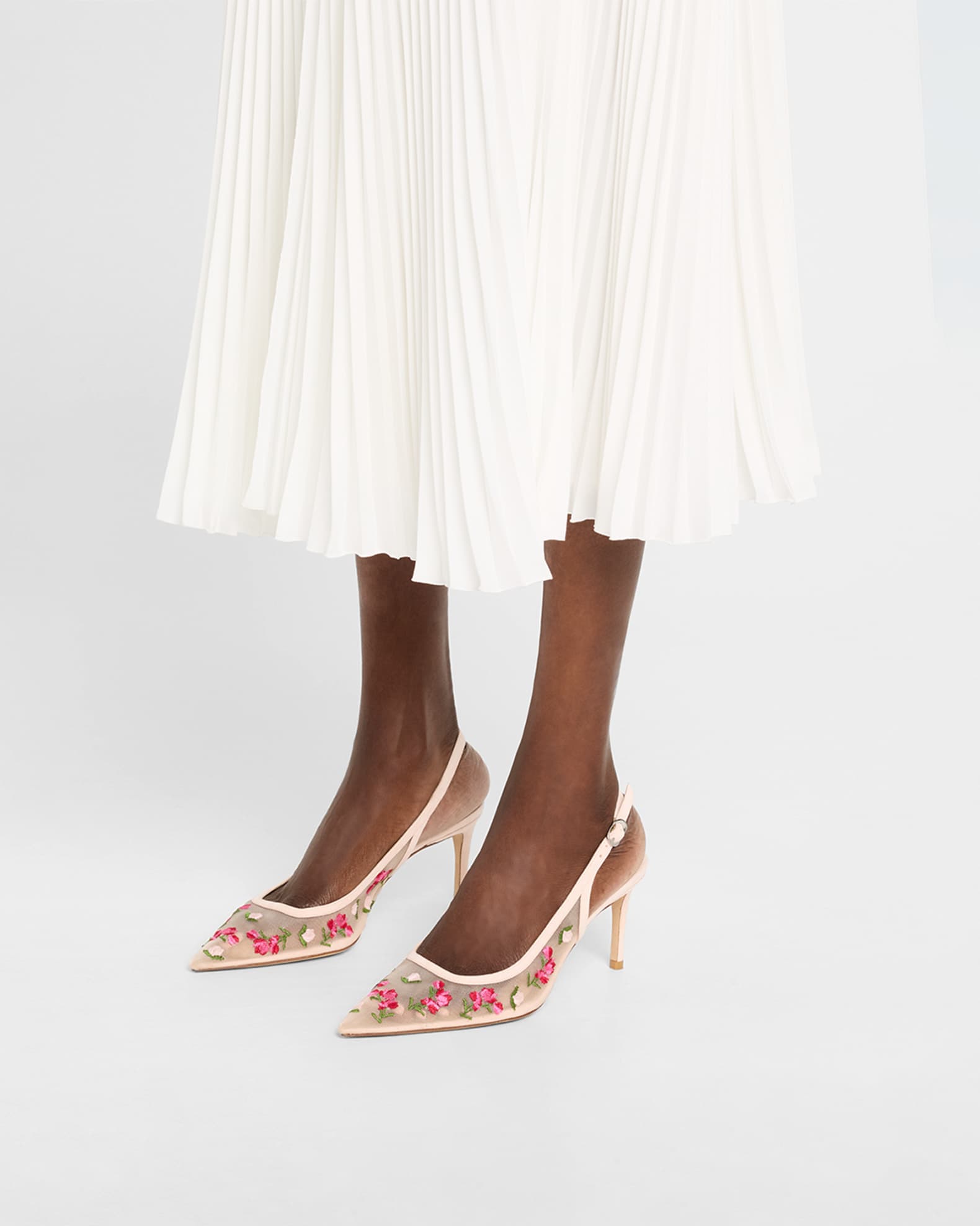 Stuart Weitzman Stuart Power Embroidered Mesh Stiletto Pumps