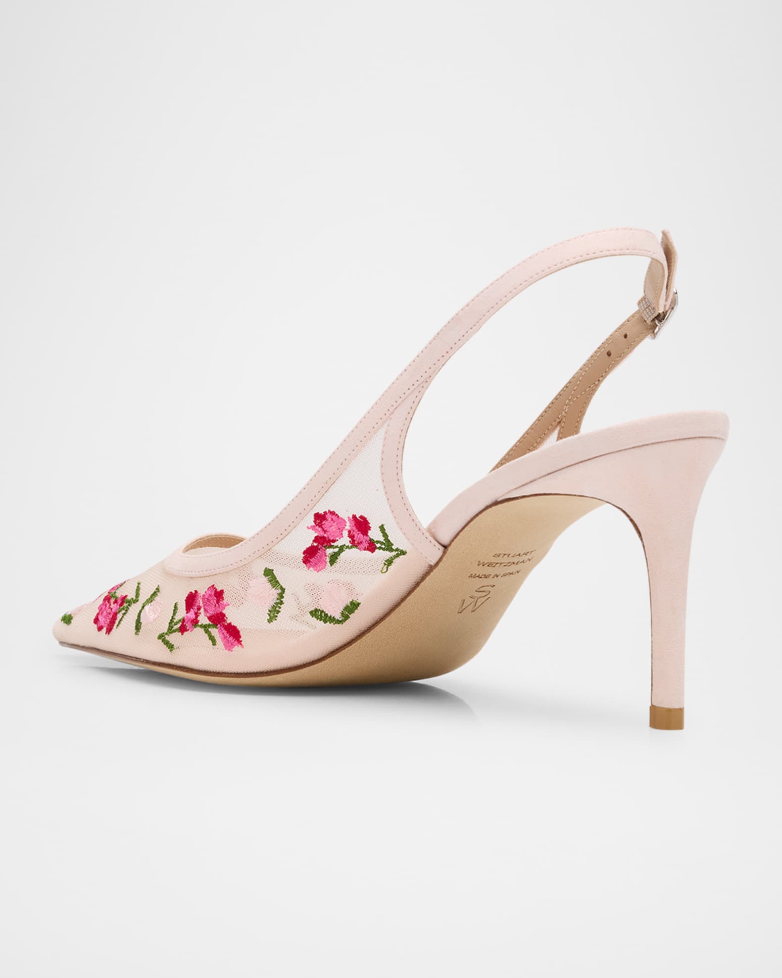 Stuart Weitzman Stuart Power Embroidered Mesh Stiletto Pumps