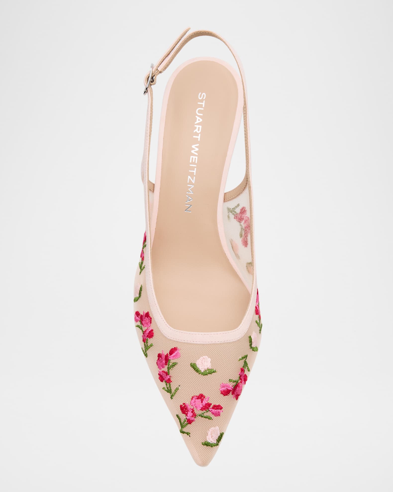 Stuart Weitzman Stuart Power Embroidered Mesh Stiletto Pumps