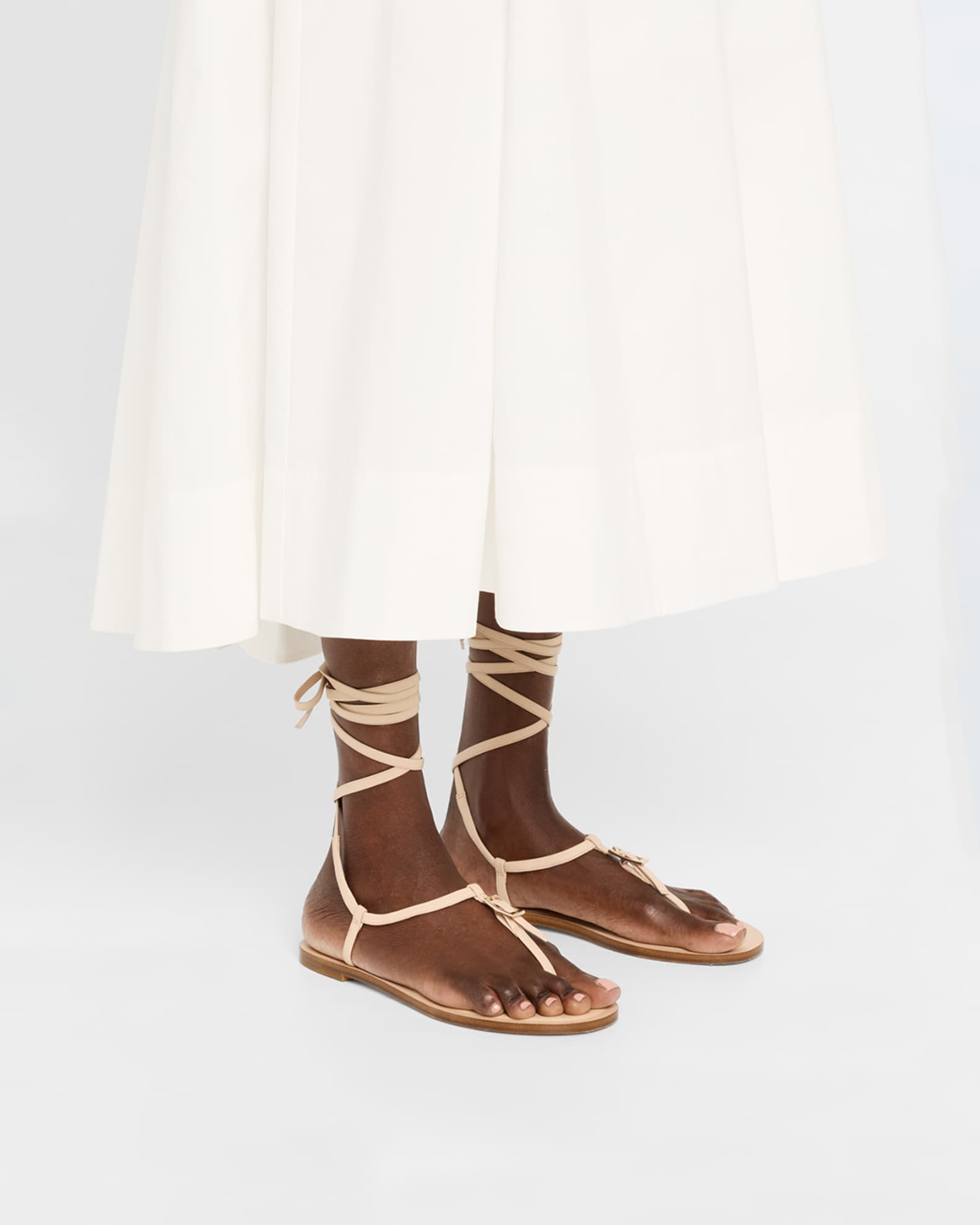 Georgie Leather Ankle-Wrap Flat Sandals 1