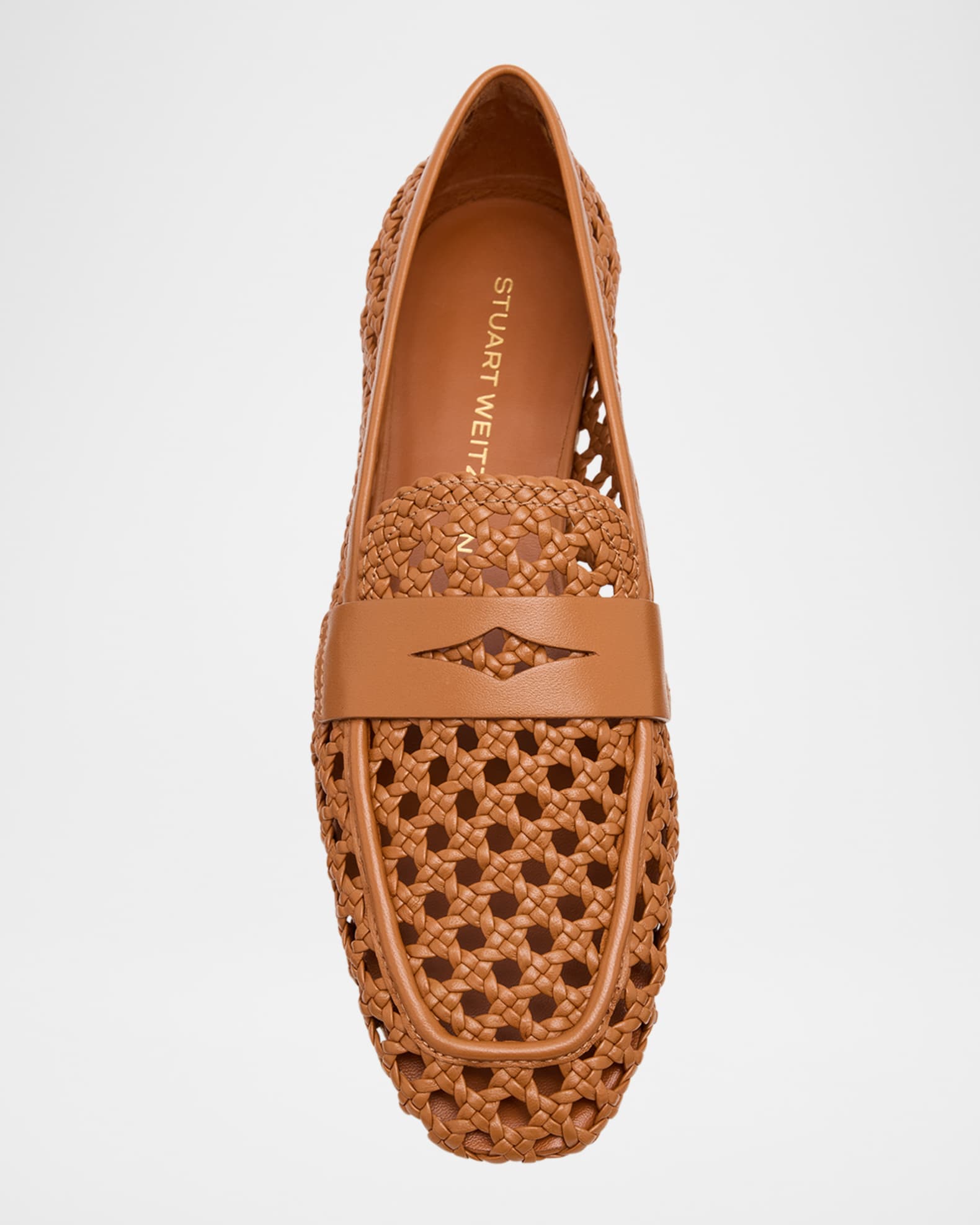 Stuart Weitzman Tea Woven Leather Loafers | Neiman Marcus