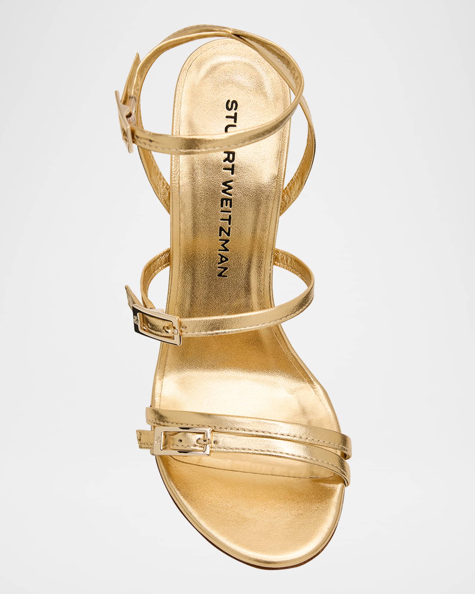 Stuart Weitzman Georgie Metallic Buckles Strappy Sandals