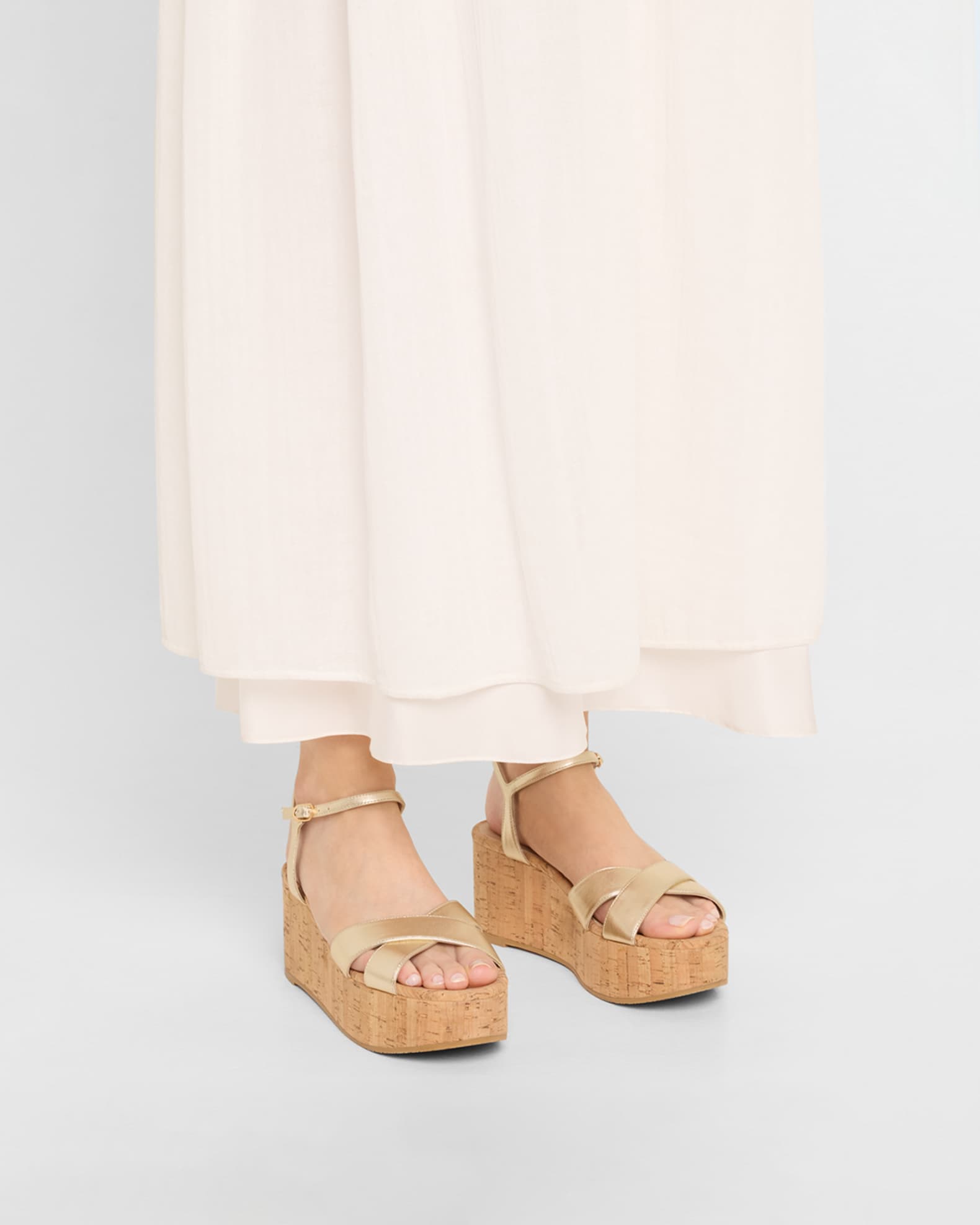 Dayna Metallic Crisscross Wedge Sandals 1