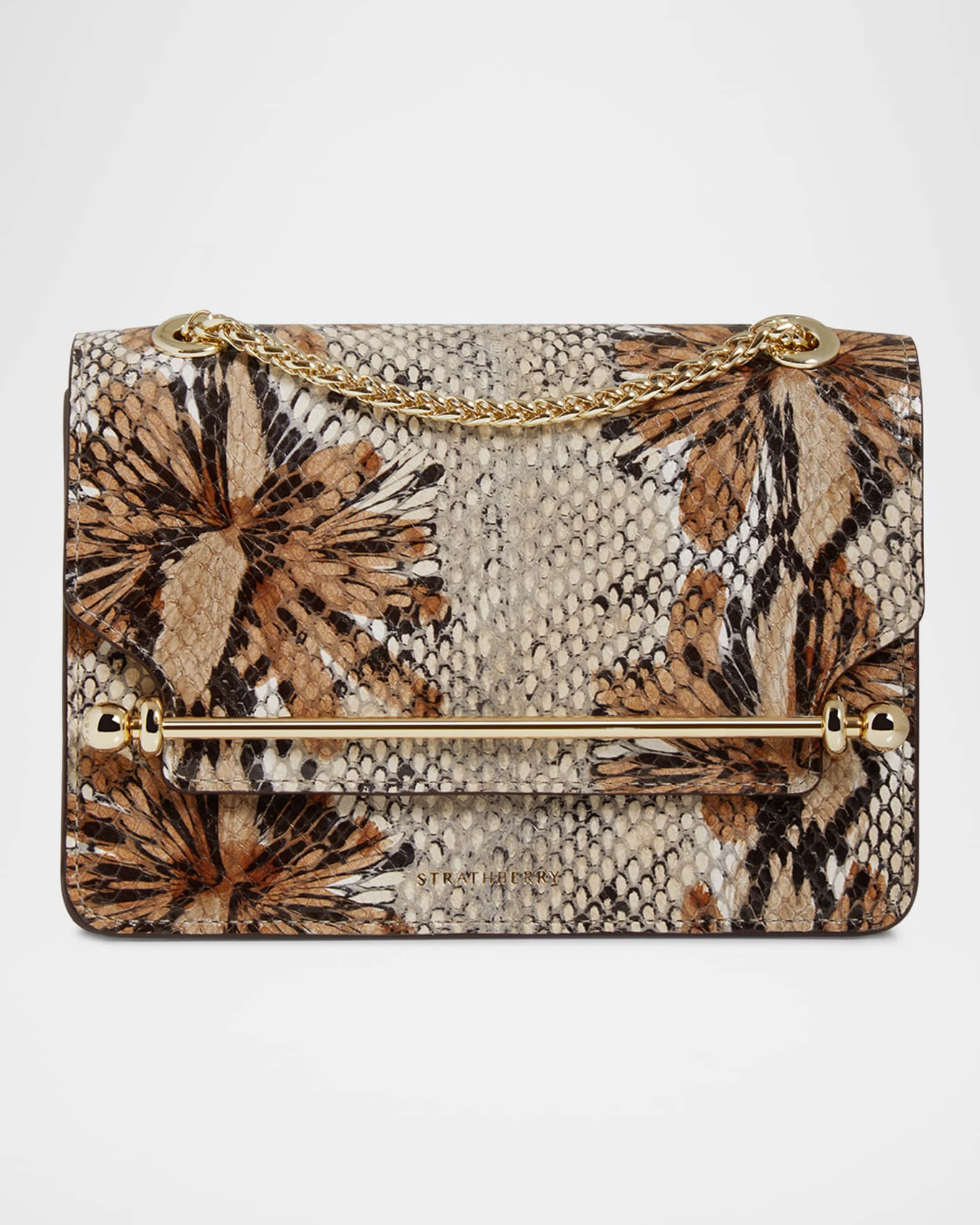 STRATHBERRY East-West Mini Snake-Embossed Leather Crossbody