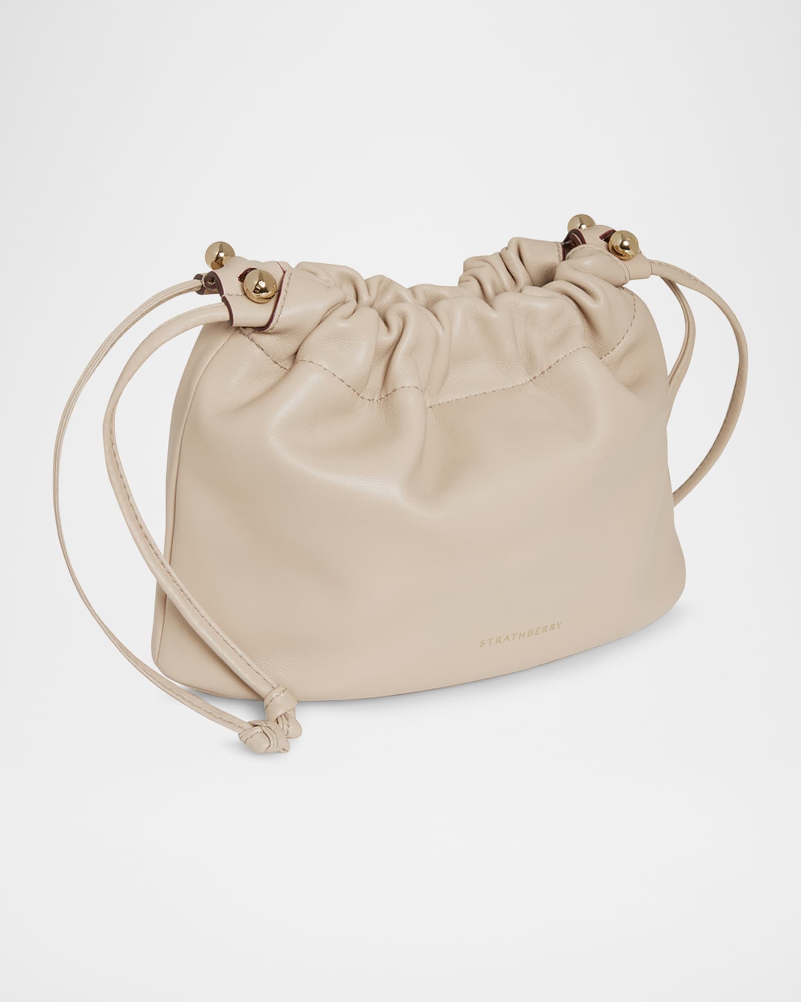 Charlotte Drawstring Leather Clutch Bag | Neiman Marcus