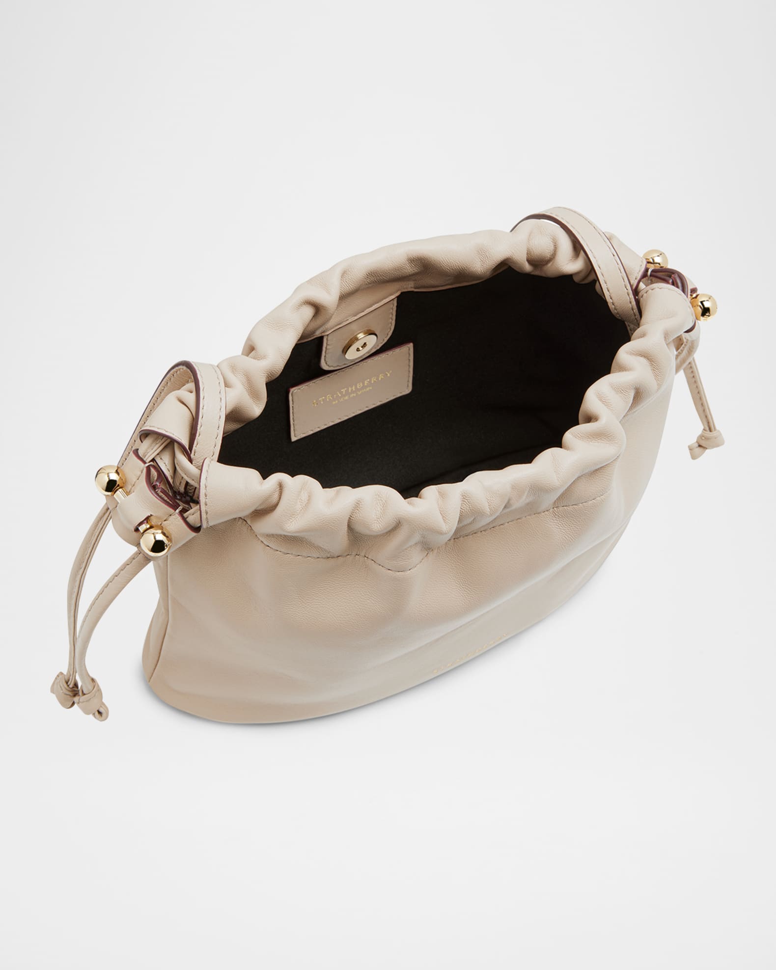 Charlotte Drawstring Leather Clutch Bag | Neiman Marcus