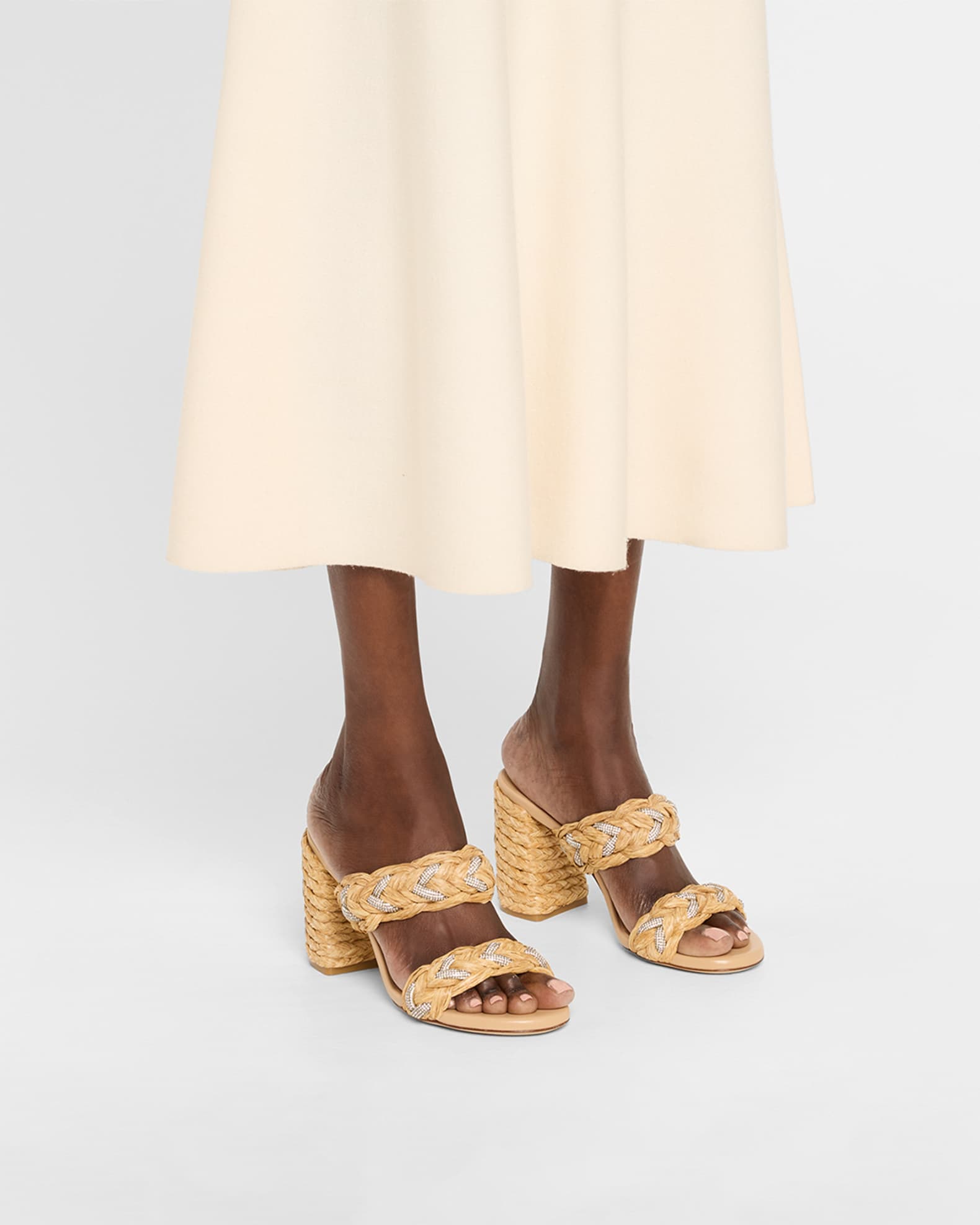 Lana Raffia Crystal Slide Sandals 1