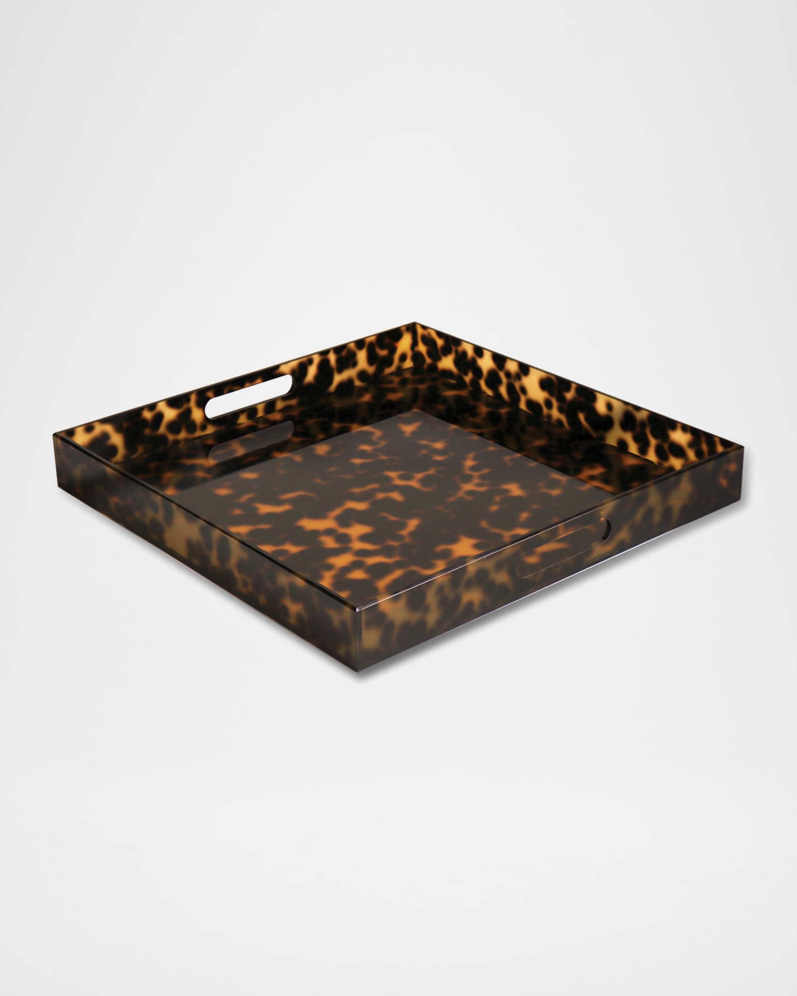 Vida Acrylic Tortoise Large Square Tray With Handles 1