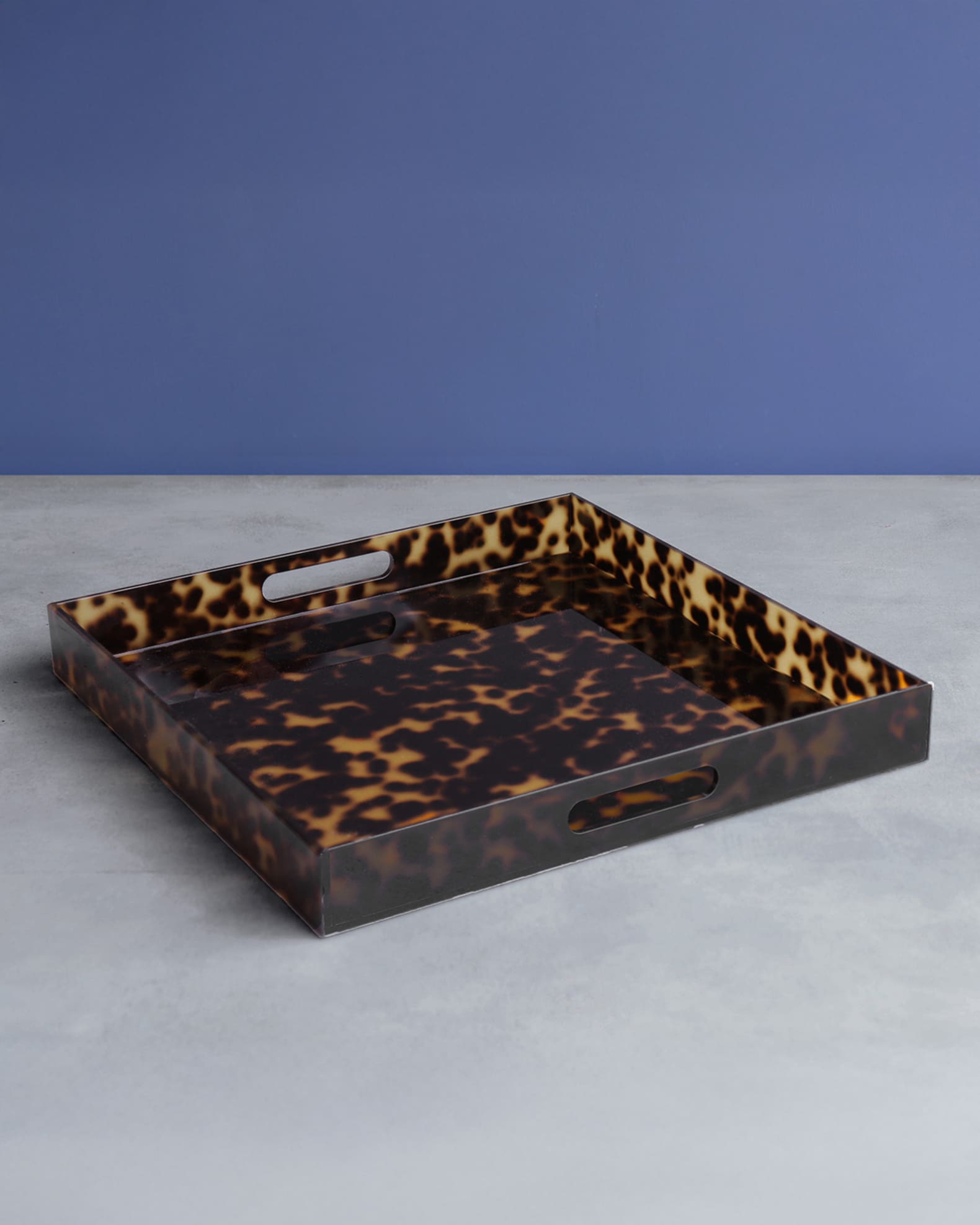 Vida Acrylic Tortoise Large Square Tray With Handles 0