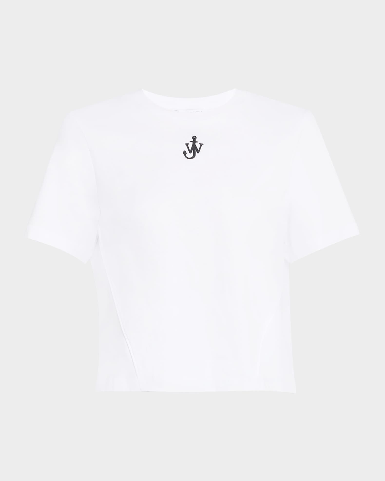 Anchor Embroidered Paneled Crop T-Shirt 0
