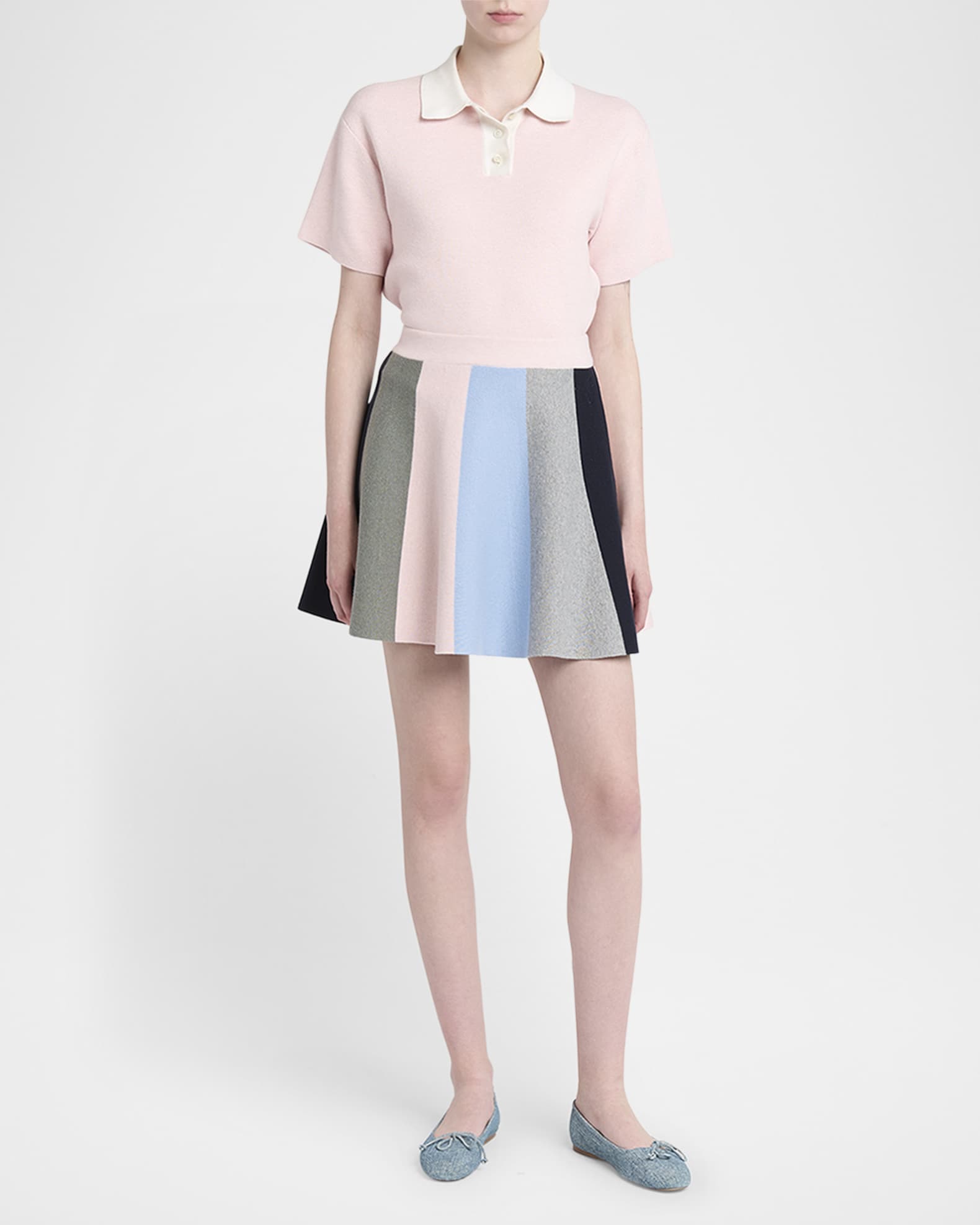 Scarf Paneled Cashmere Knit Mini Skirt 1