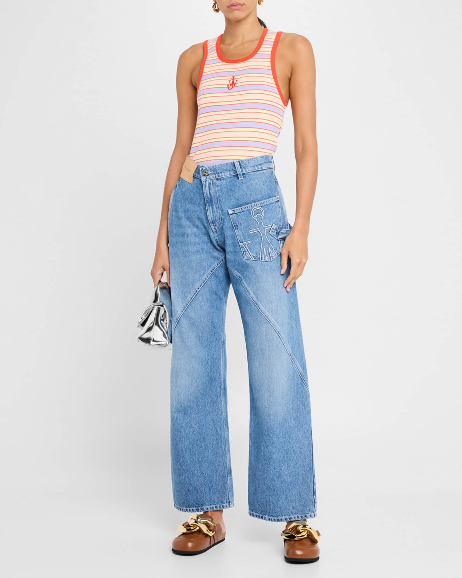 Striped Contrast-Trim Anchor Tank Top 1