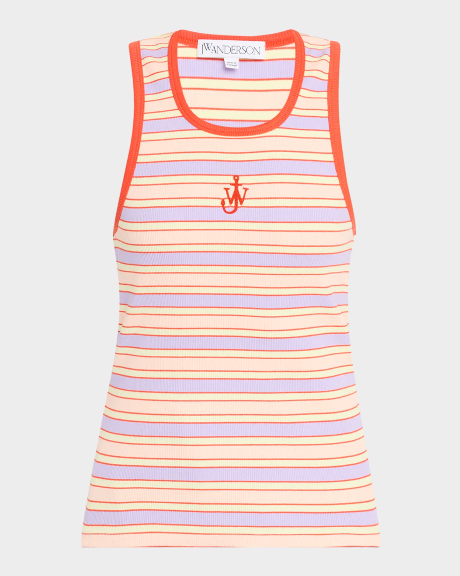 Striped Contrast-Trim Anchor Tank Top 0