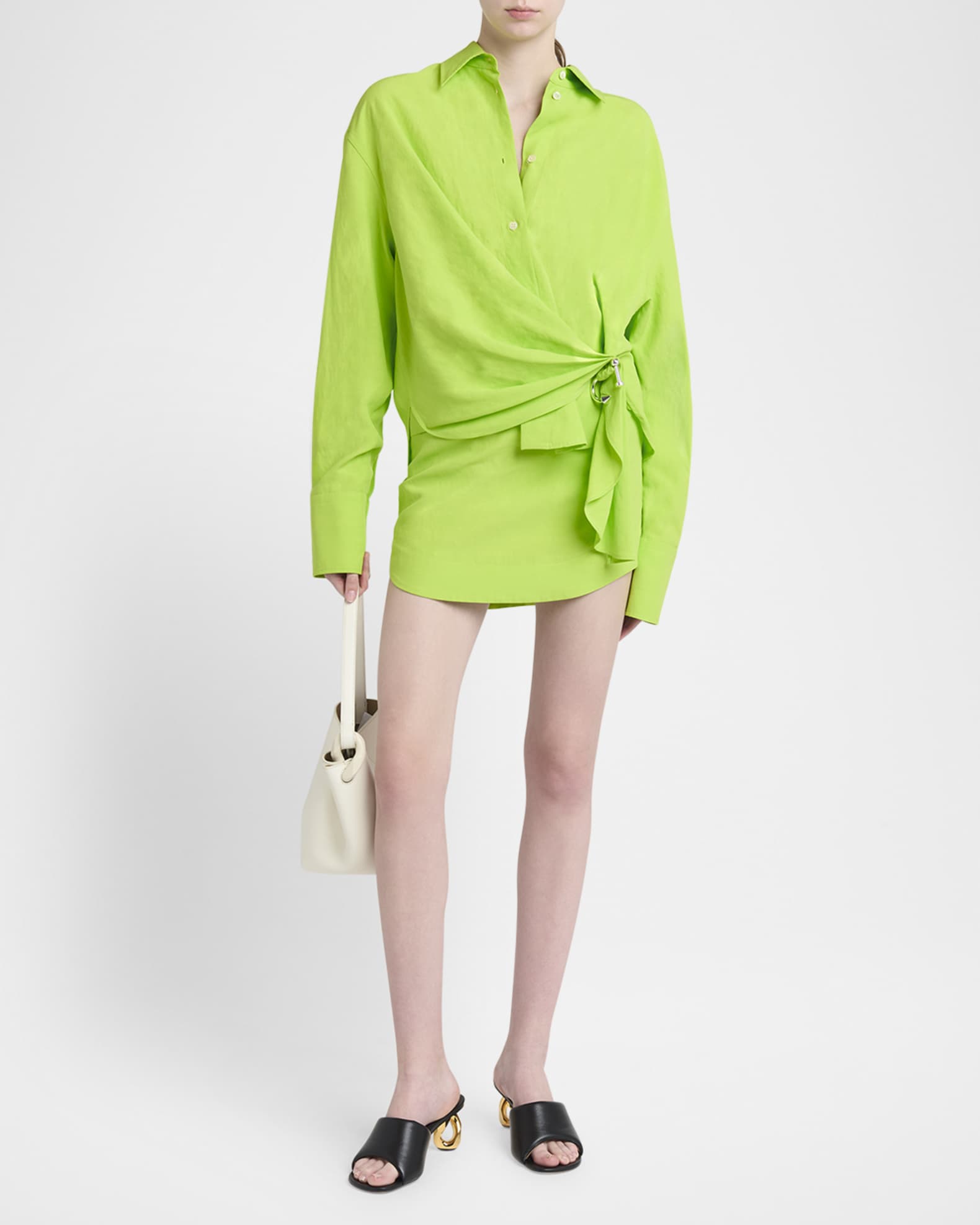 Draped Twisted Button-Down Shirt 1