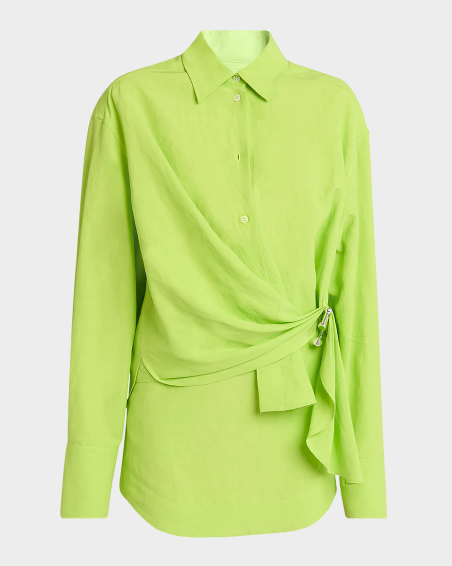 Draped Twisted Button-Down Shirt 0