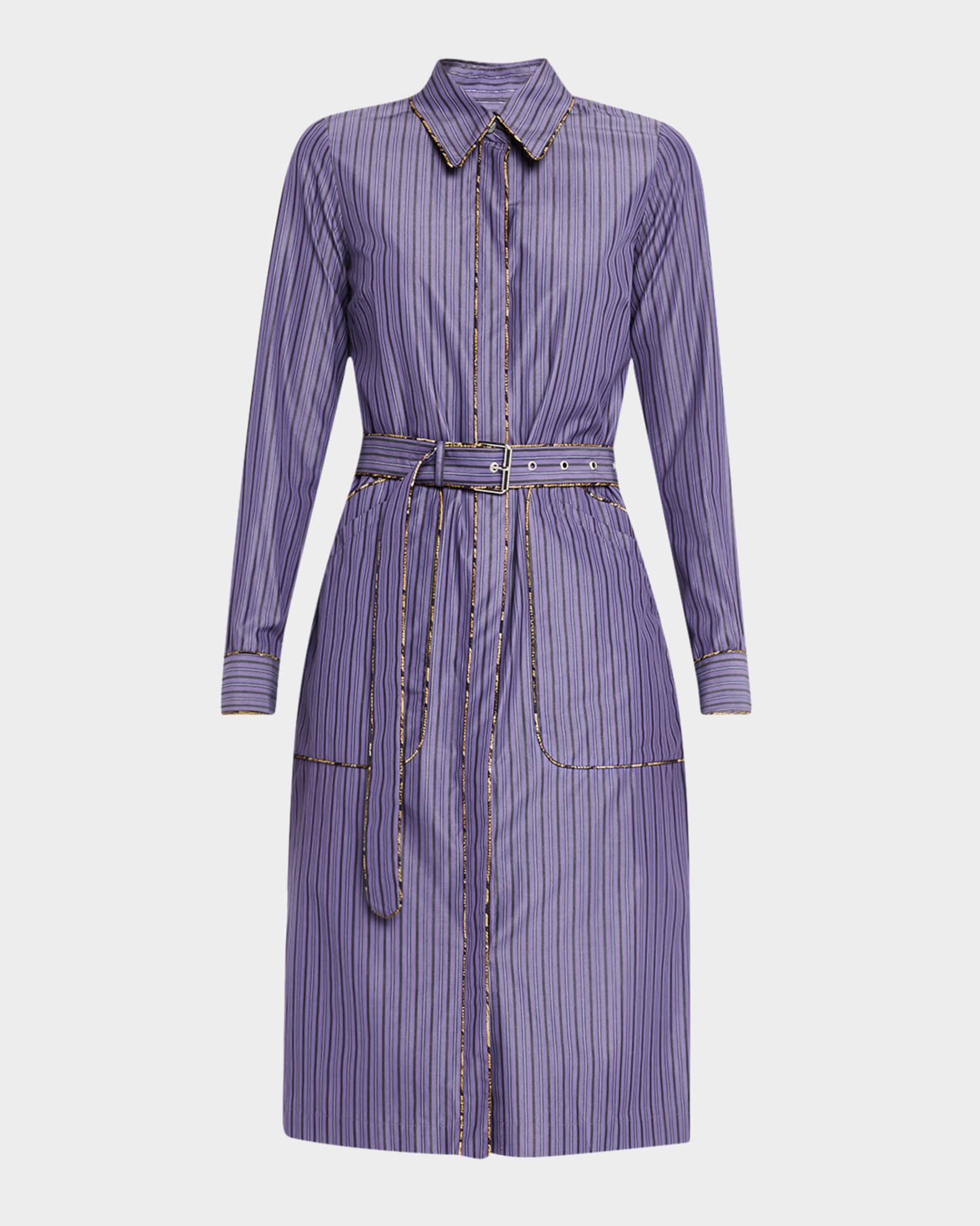 Dafari Striped Belted Midi Shirtdress 0