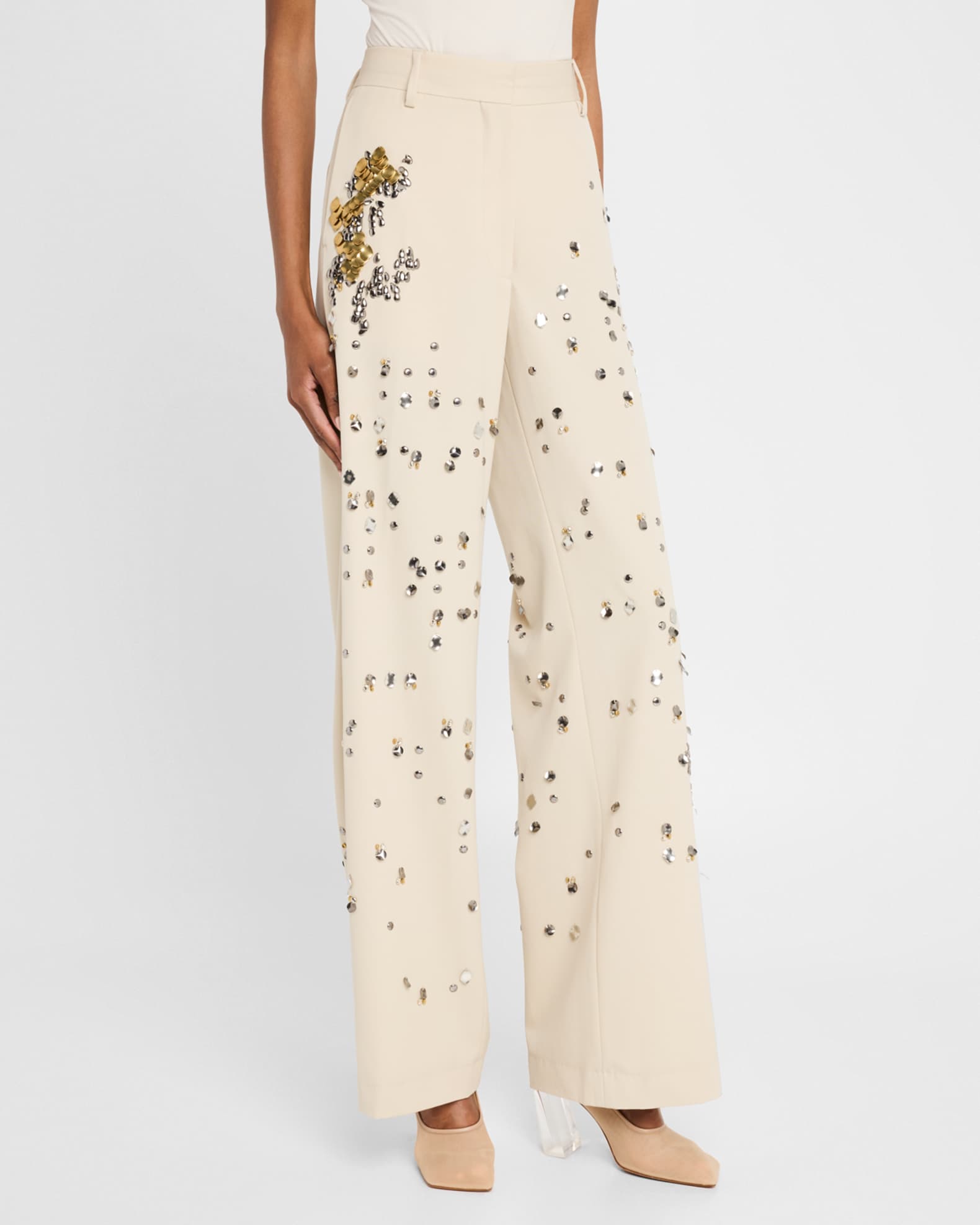 Dries Van Noten Paxy Embellished Wide-Leg Pants | Neiman Marcus