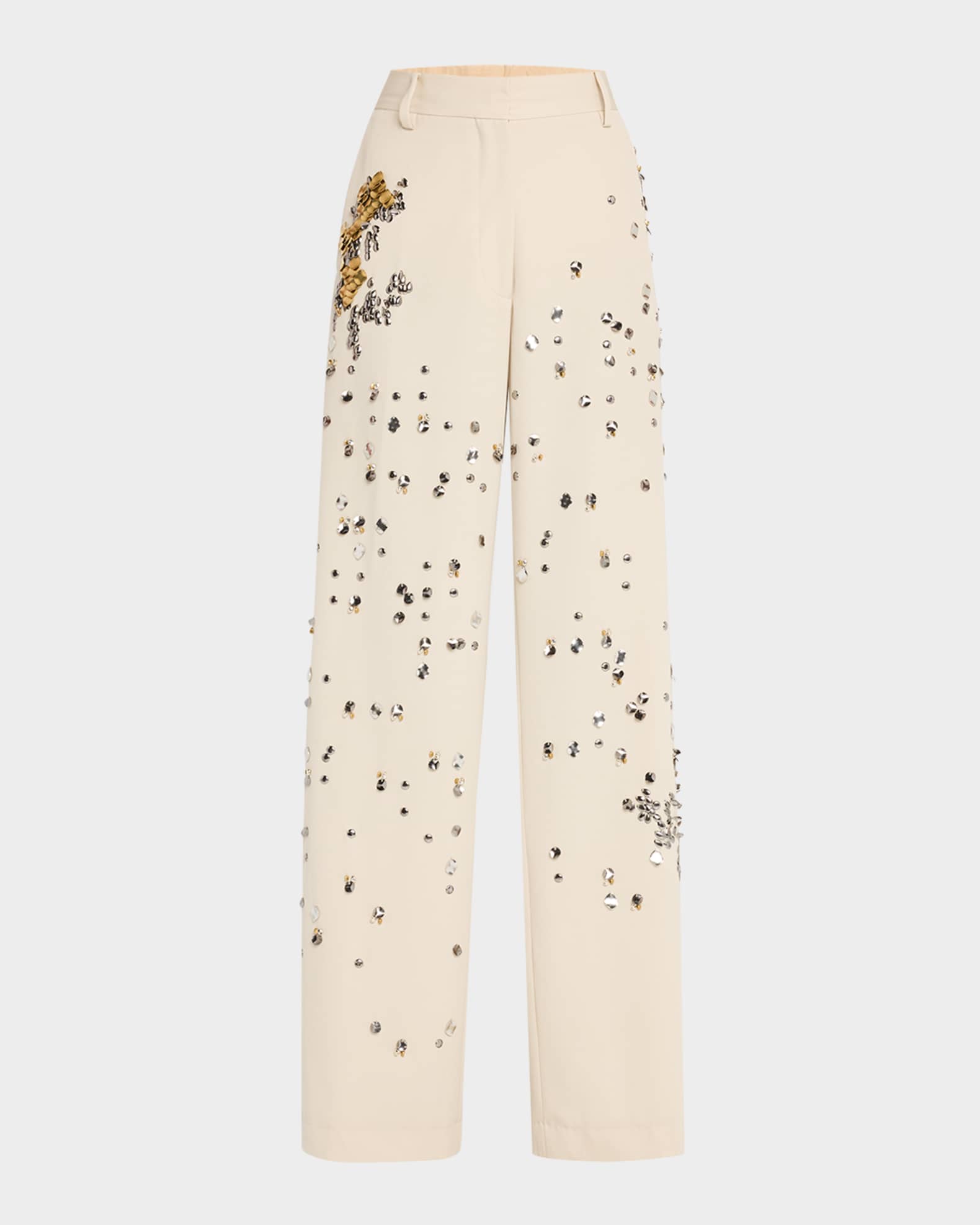 パンツ DRIES VAN NOTEN EMBELLISHED LINEN BLEND PAXY PANT Dries Van Noten Paxy Embellished Wide-Leg Pants | Neiman Marcus