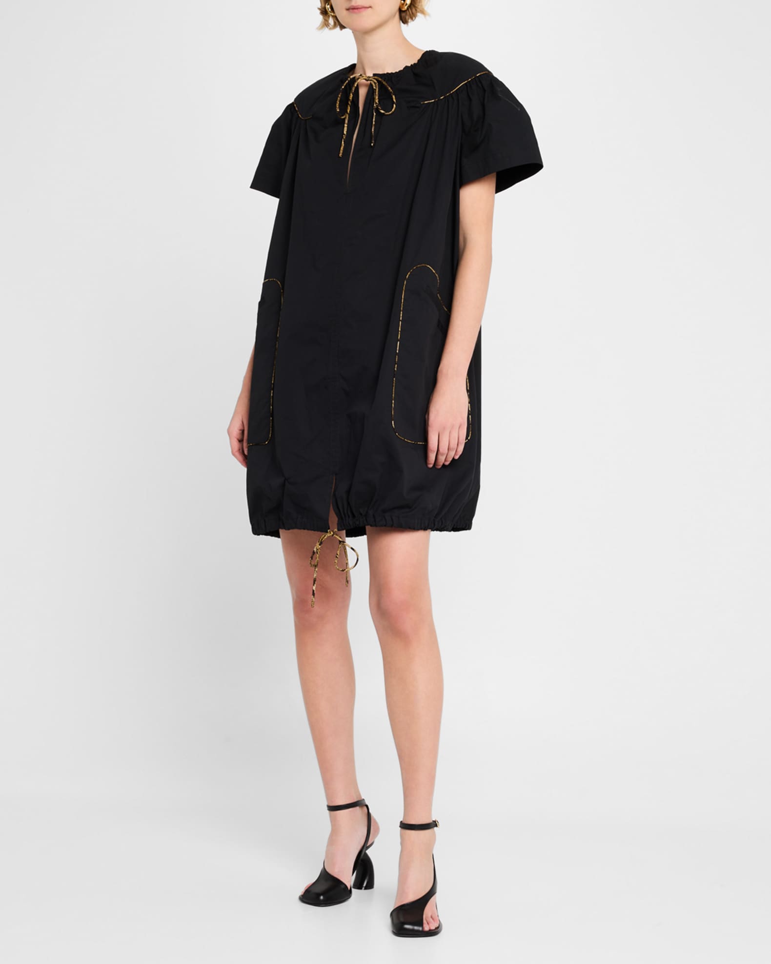 Dries Van Noten Dattia Short-Sleeve Mini Peasant Dress